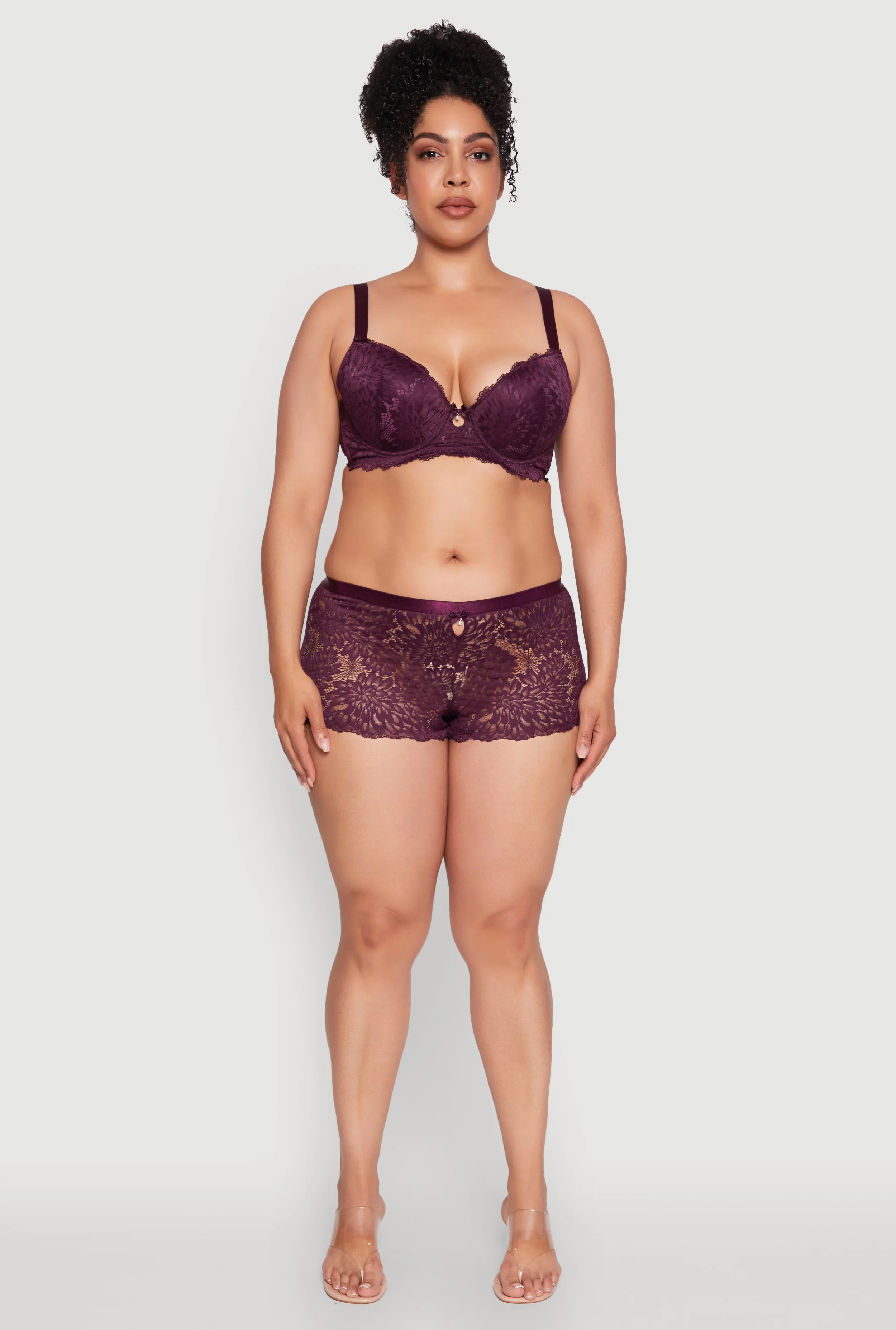 Plus Size Lace Push Up Plunge Bra with Keyhole Detail sold by Rainbow product image thumbnail 3