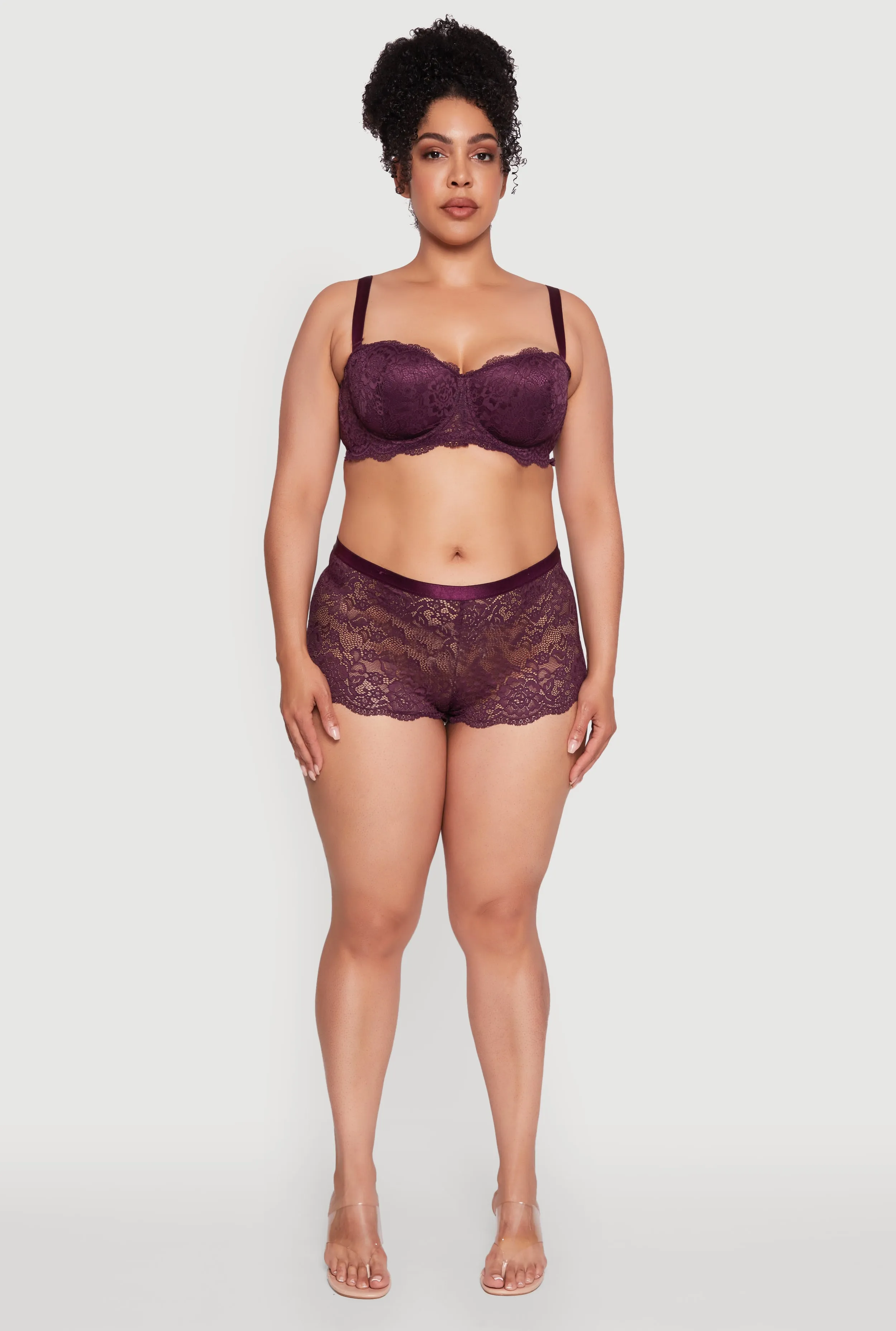Plus Size Lace Convertible Balconette Bra with Scalloped Hem sold by Rainbow product image thumbnail 3