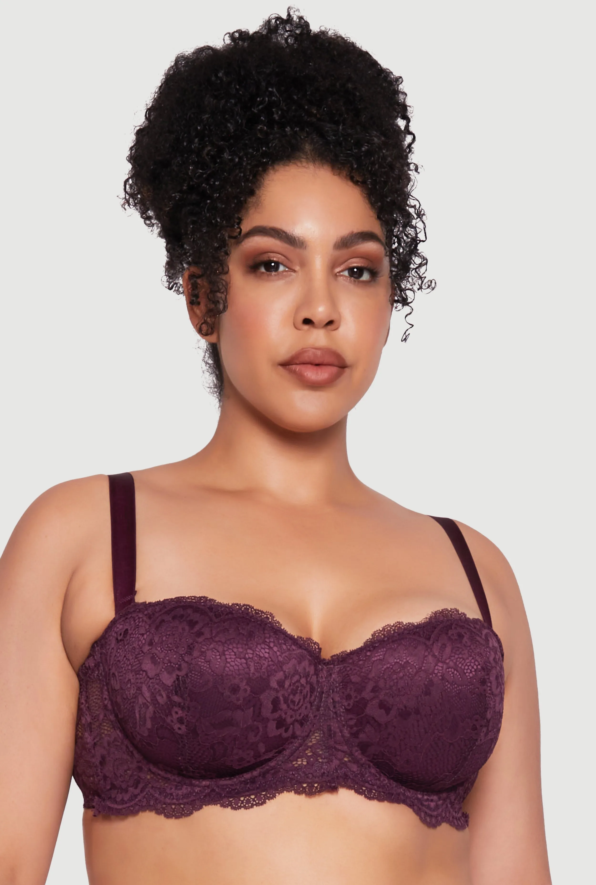 Plus Size Lace Convertible Balconette Bra with Scalloped Hem sold by Rainbow