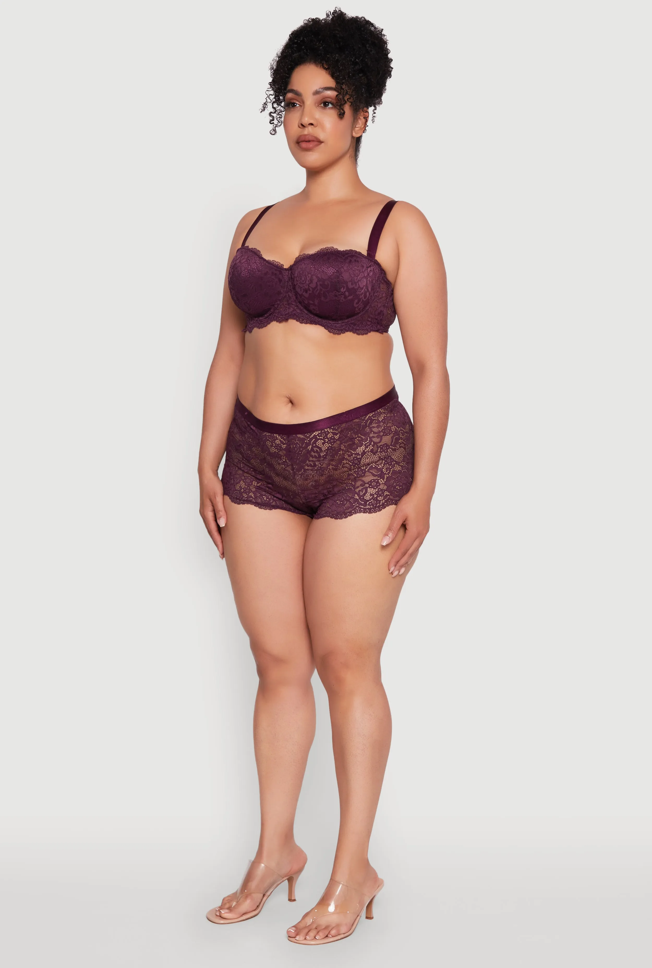 Plus Size Lace Convertible Balconette Bra with Scalloped Hem sold by Rainbow product image thumbnail 5