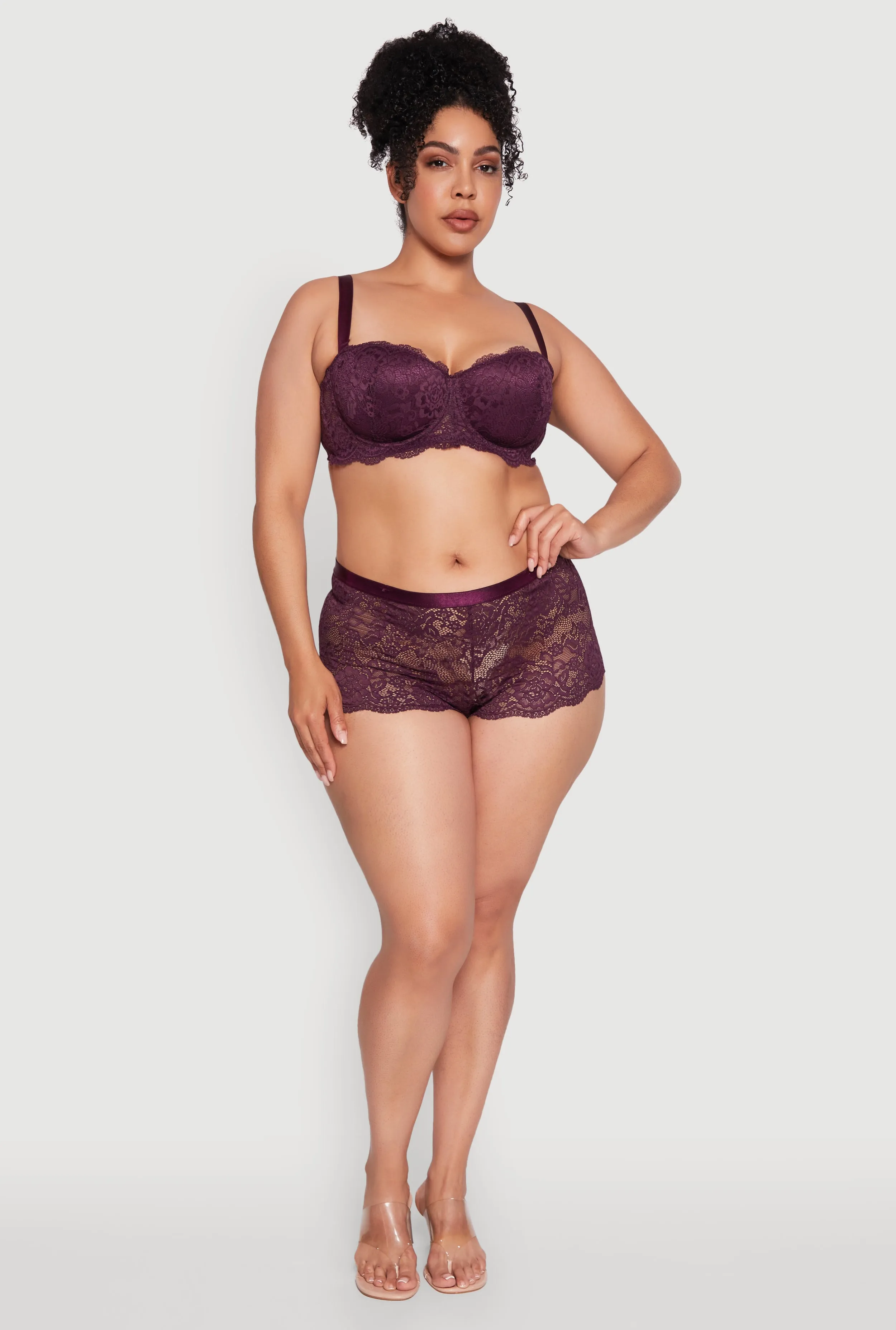 Plus Size Lace Convertible Balconette Bra with Scalloped Hem sold by Rainbow product image thumbnail 2