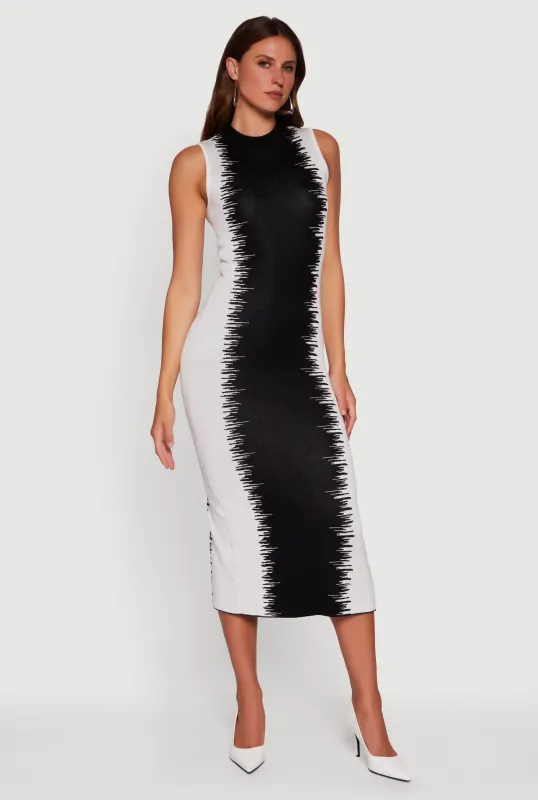 Sleeveless Mock Neck Bodycon Sweater Dress with Back Slit sold by Rainbow