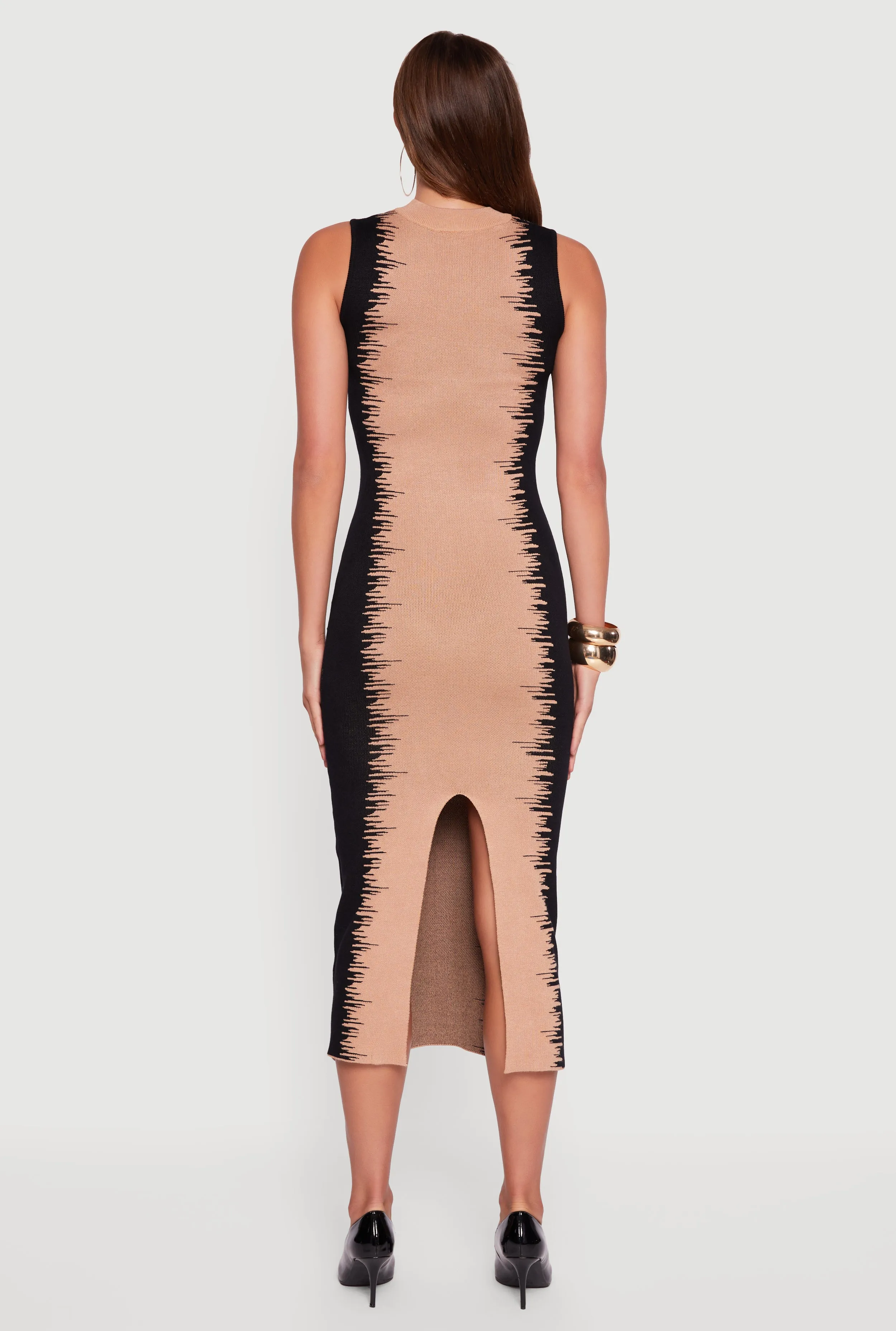 Sleeveless Mock Neck Bodycon Sweater Dress with Back Slit sold by Rainbow product image thumbnail 5