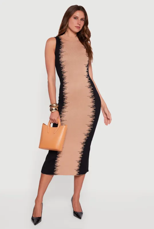 Sleeveless Mock Neck Bodycon Sweater Dress with Back Slit sold by Rainbow