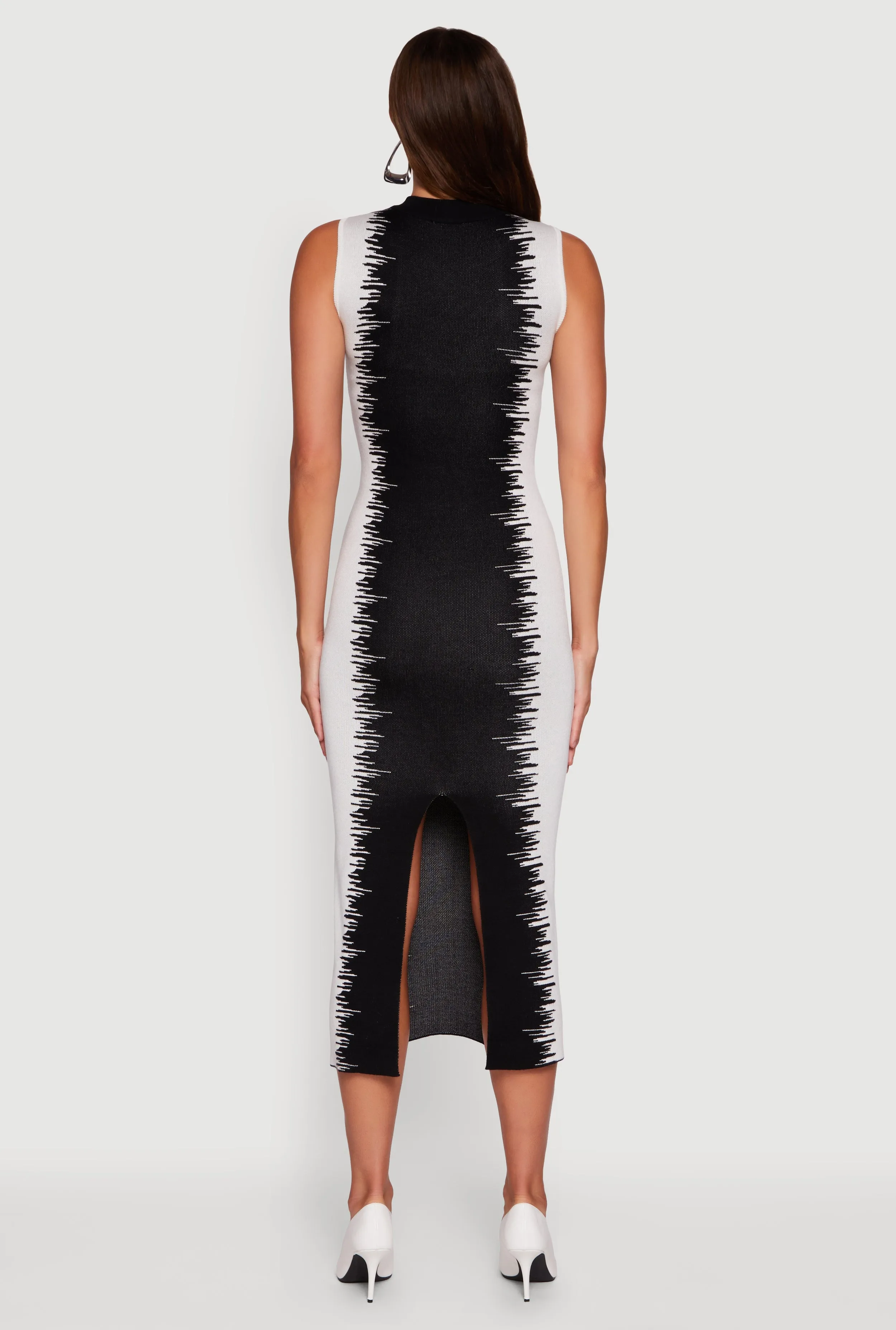 Sleeveless Mock Neck Bodycon Sweater Dress with Back Slit sold by Rainbow product image thumbnail 5