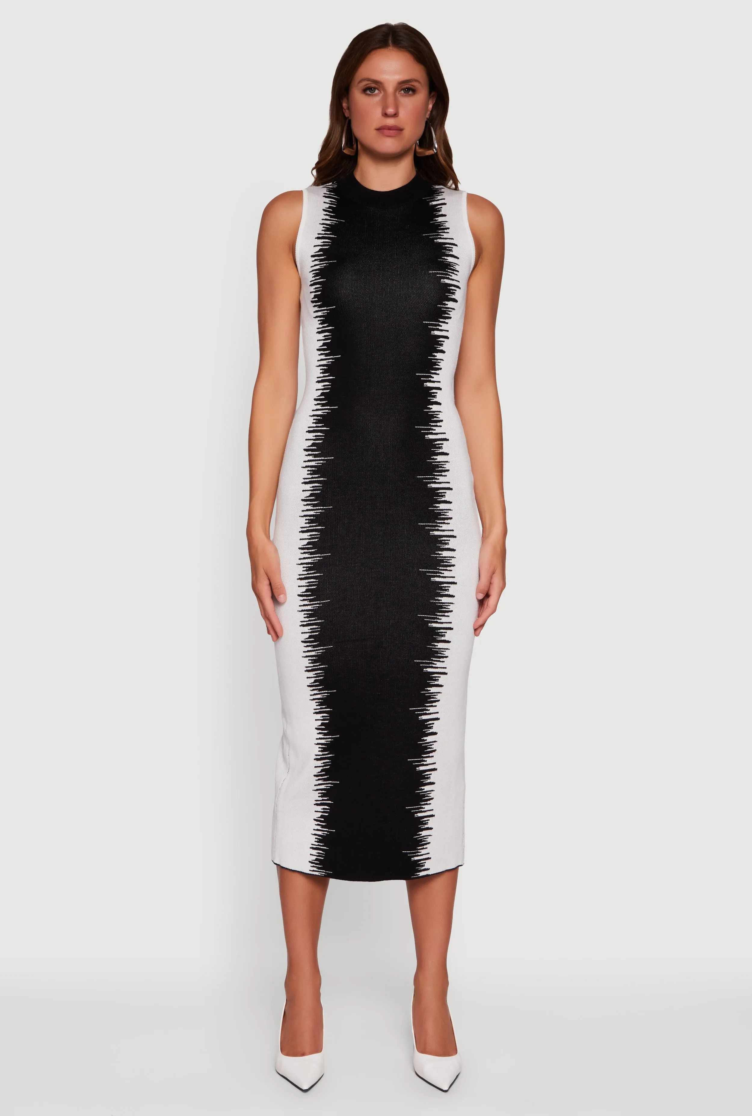 Sleeveless Mock Neck Bodycon Sweater Dress with Back Slit sold by Rainbow product image thumbnail 2