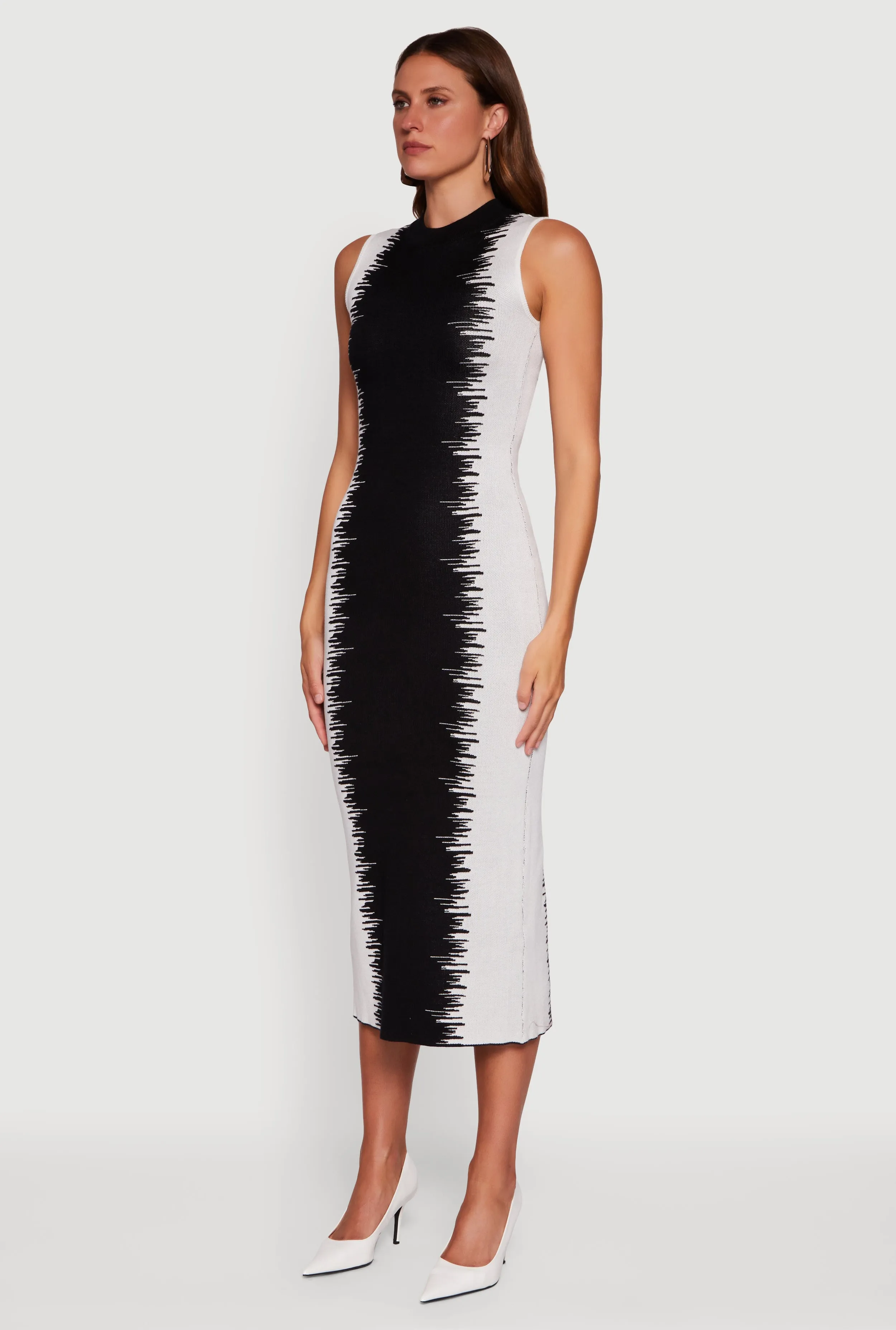 Sleeveless Mock Neck Bodycon Sweater Dress with Back Slit sold by Rainbow product image thumbnail 3