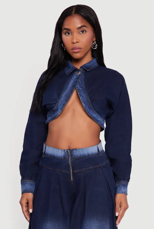 One Button Denim Bolero Jacket sold by Rainbow