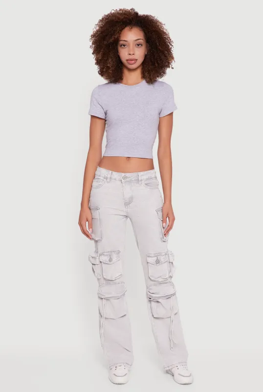 VIP Acid Wash Straight Leg Cargo Pocket Jeans sold by Rainbow