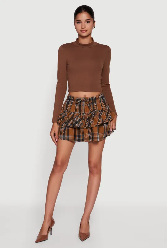 Plaid Flannel Mini Tiered Skirt with Ruffles sold by Rainbow