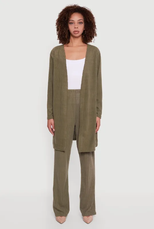 Brushed Rib Knit Pull On Straight Leg Pants sold by Rainbow