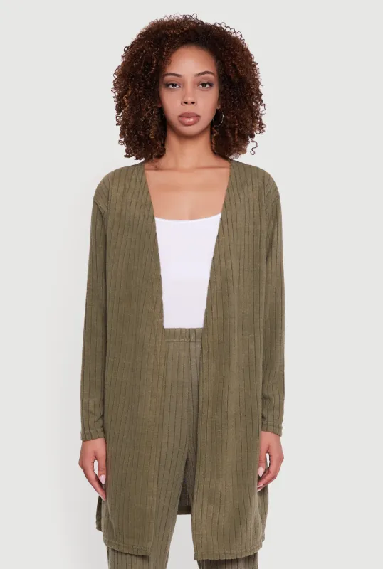 Brushed Ribbed Knit Long Sleeve Duster sold by Rainbow