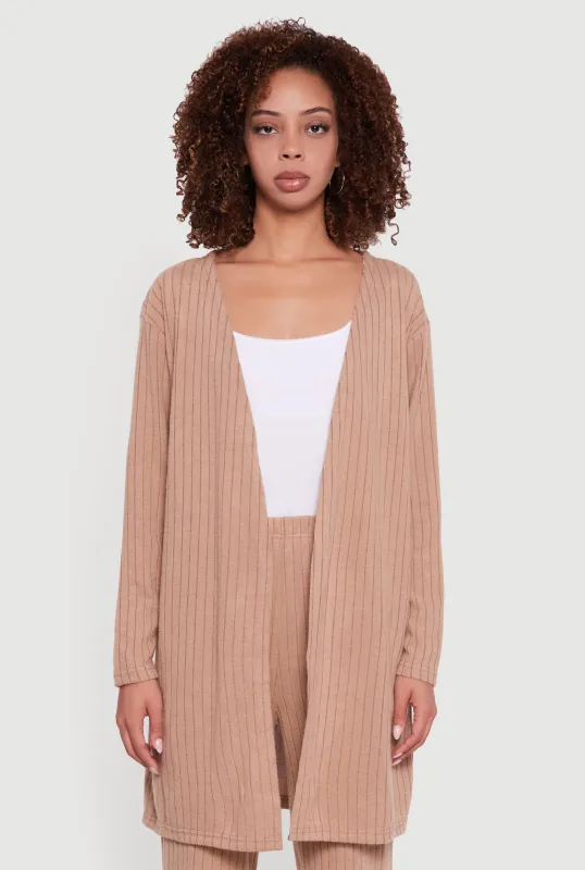 Brushed Ribbed Knit Long Sleeve Duster sold by Rainbow