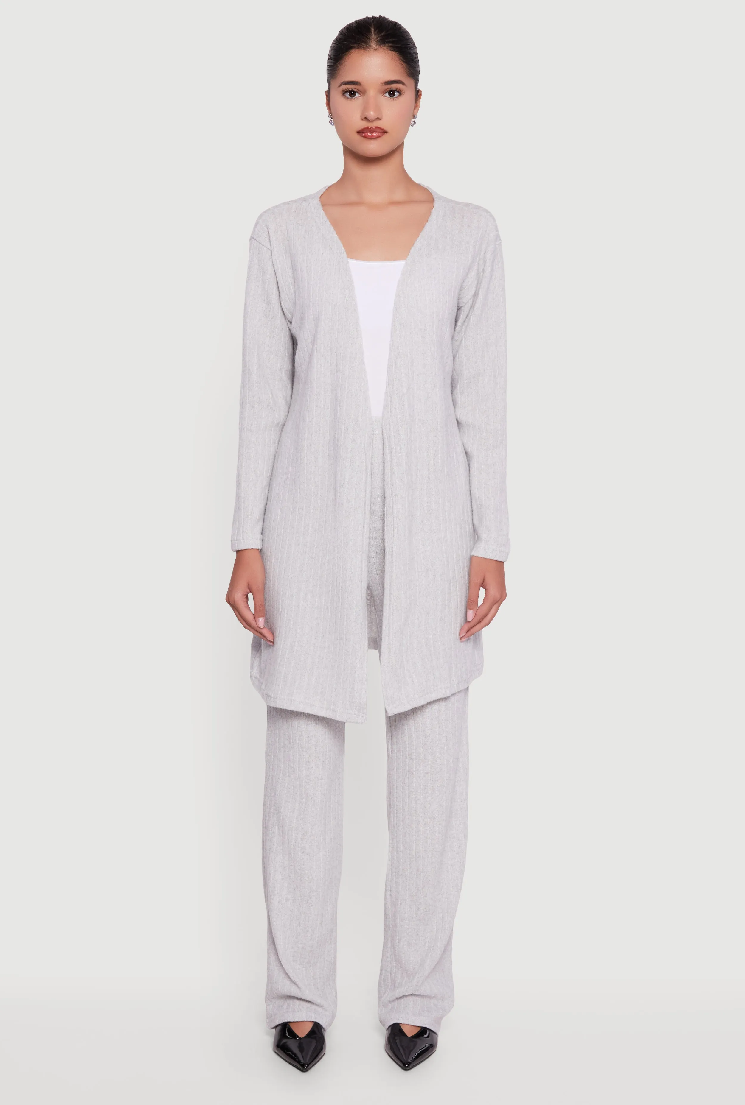 Brushed Ribbed Knit Long Sleeve Duster sold by Rainbow product image thumbnail 2