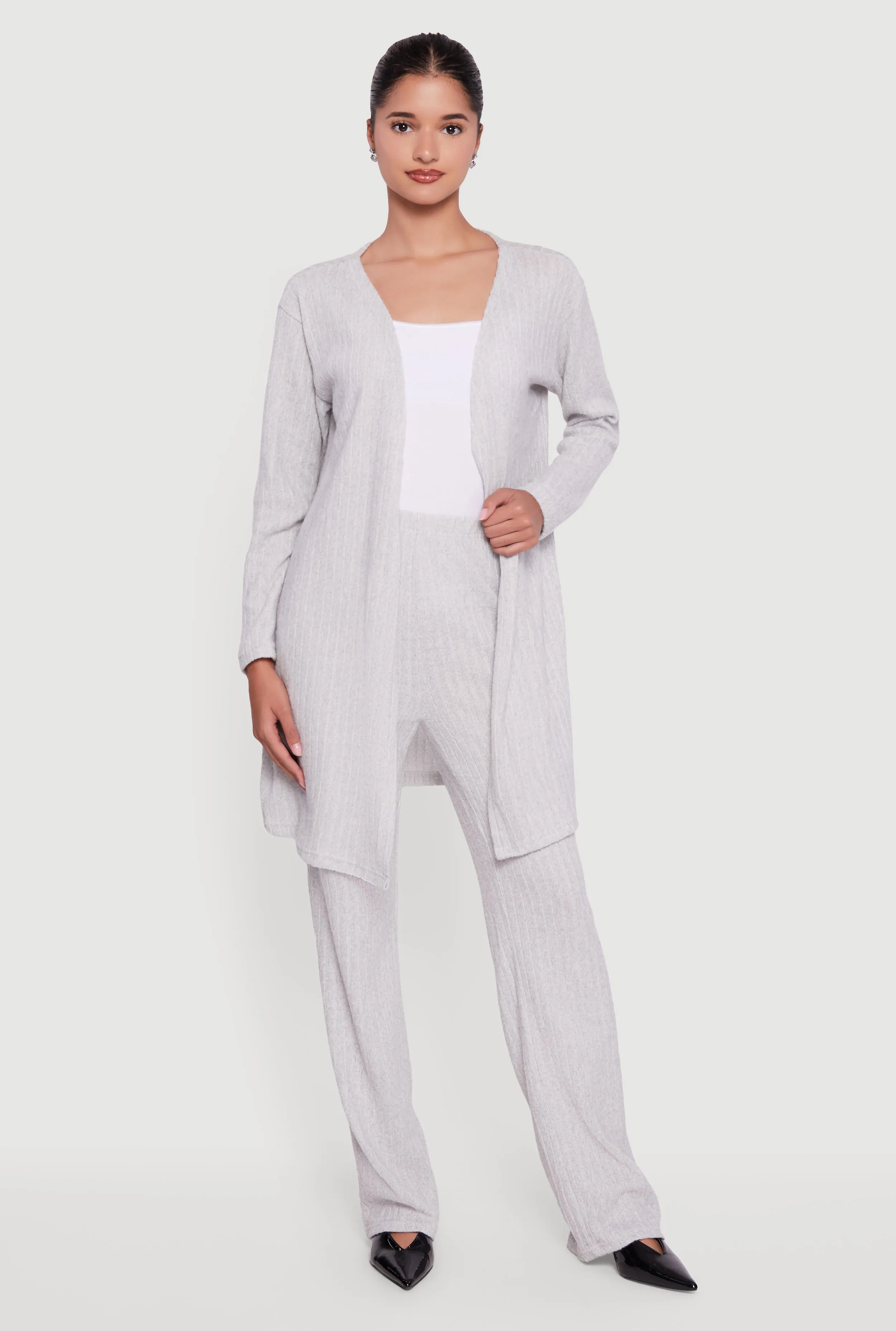 Brushed Ribbed Knit Long Sleeve Duster sold by Rainbow product image thumbnail 3