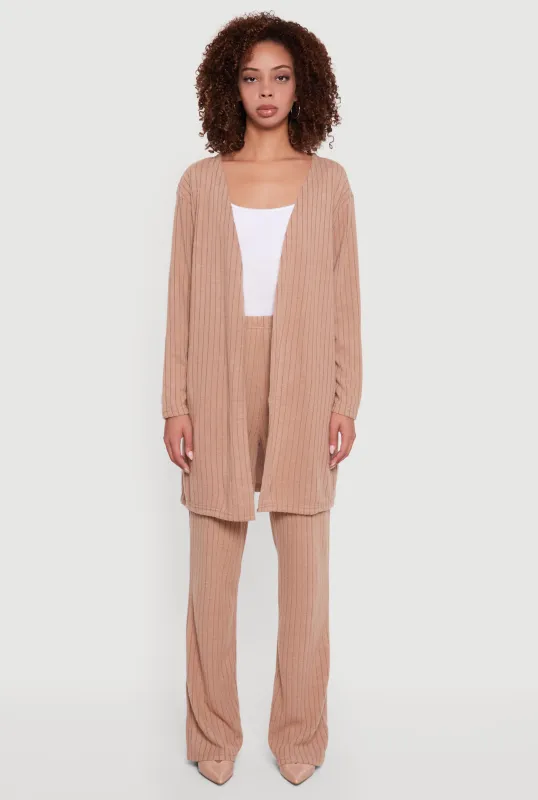 Brushed Rib Knit Pull On Straight Leg Pants sold by Rainbow