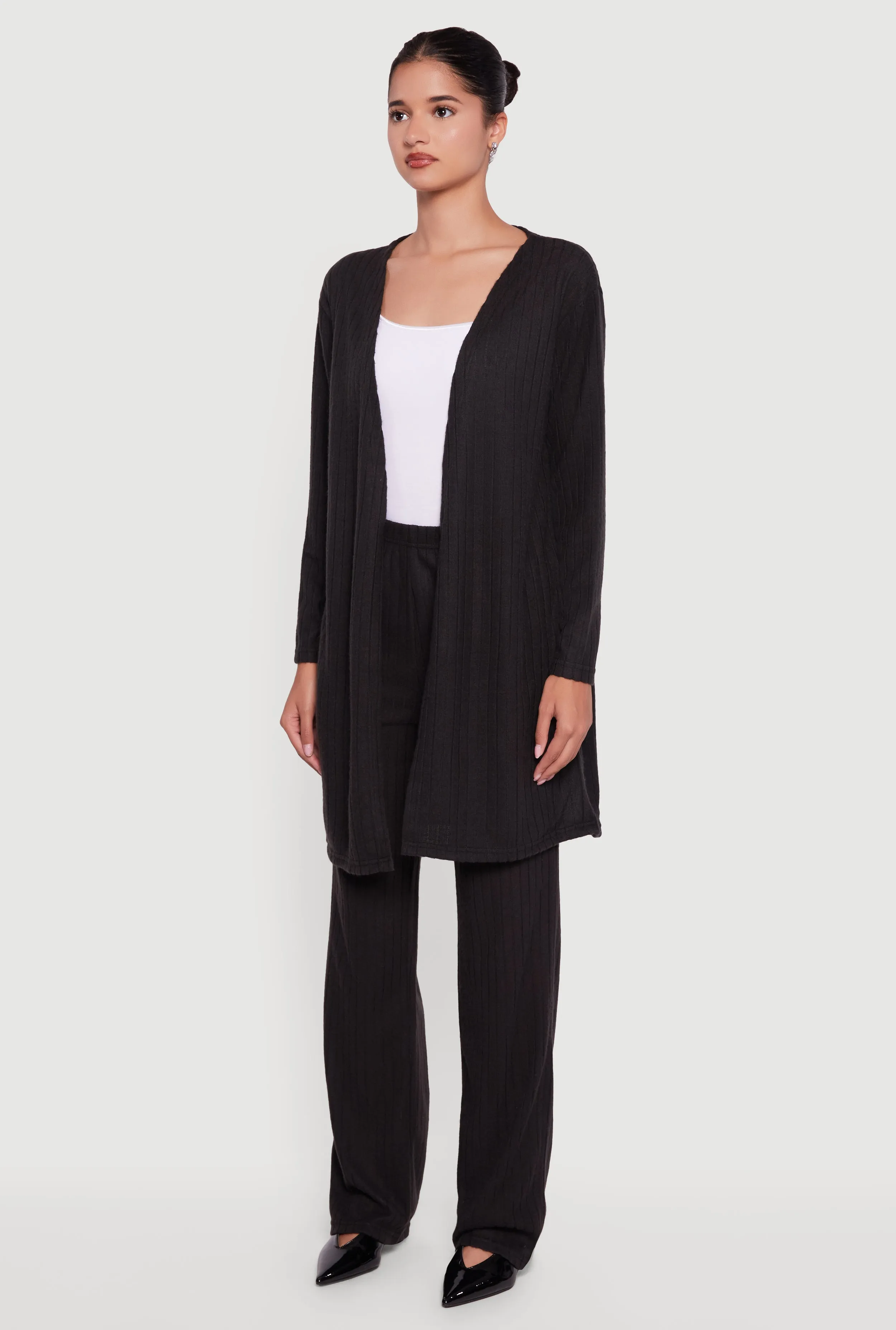 Brushed Ribbed Knit Long Sleeve Duster sold by Rainbow product image thumbnail 5