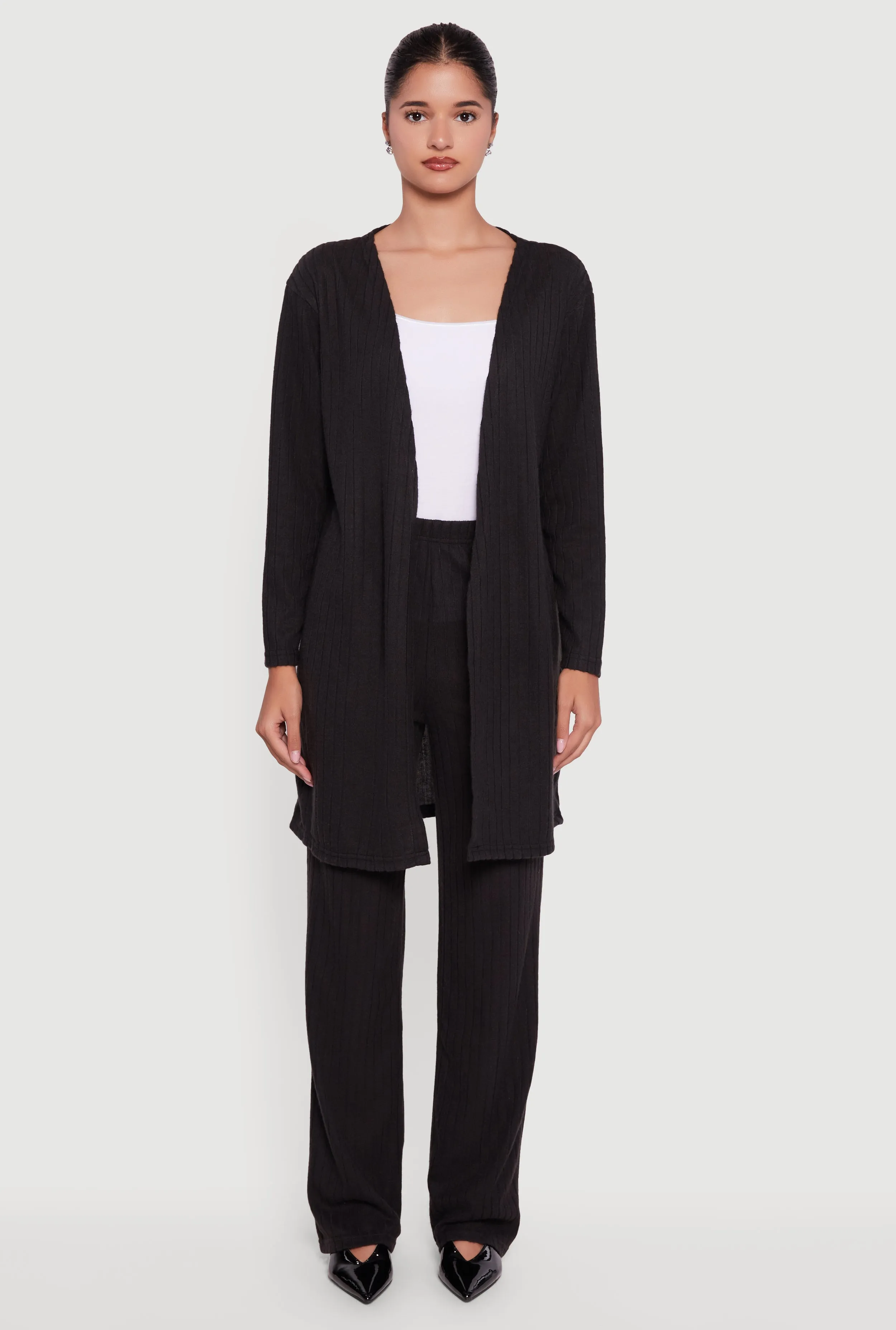 Brushed Ribbed Knit Long Sleeve Duster sold by Rainbow product image thumbnail 2