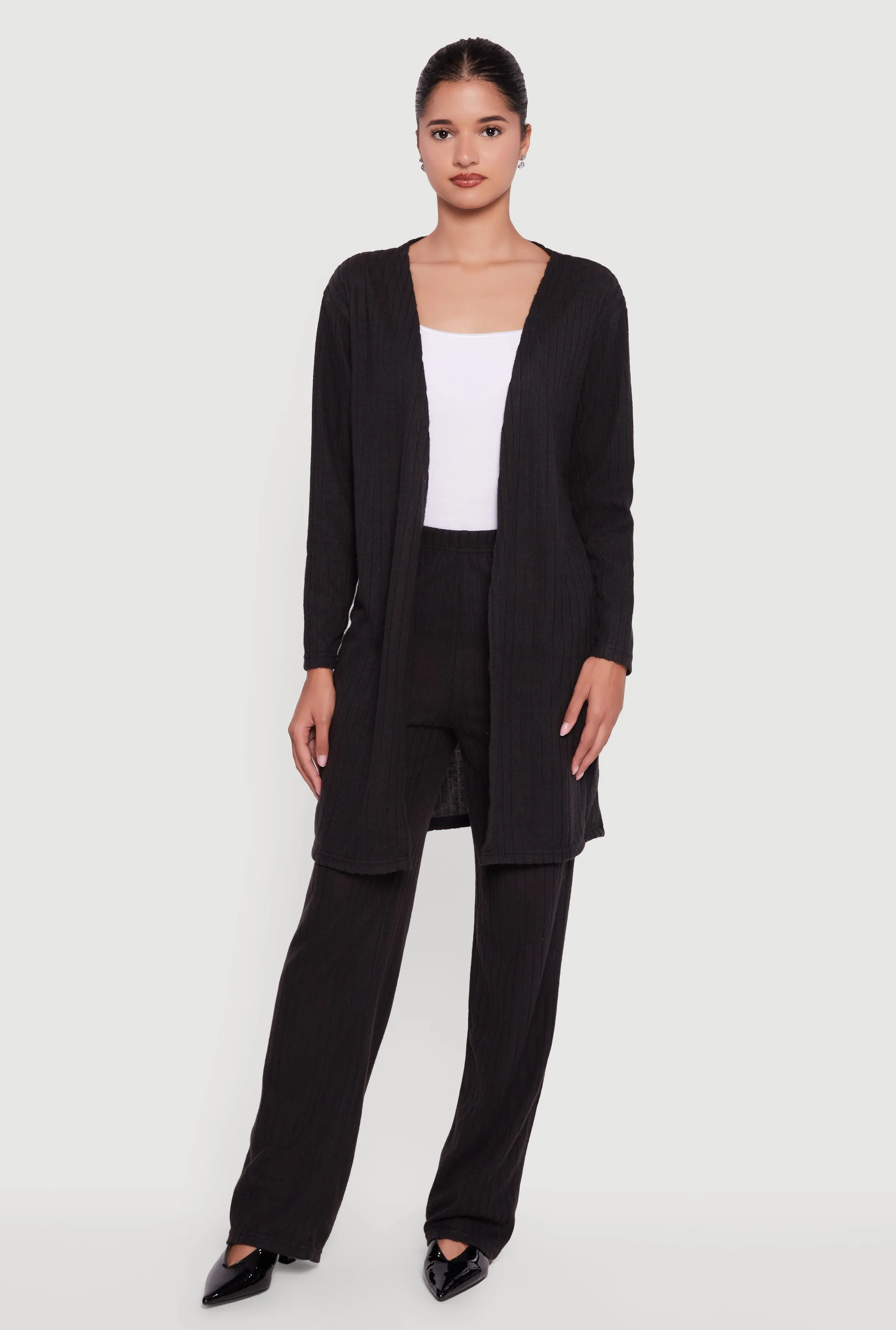 Brushed Ribbed Knit Long Sleeve Duster sold by Rainbow product image thumbnail 3