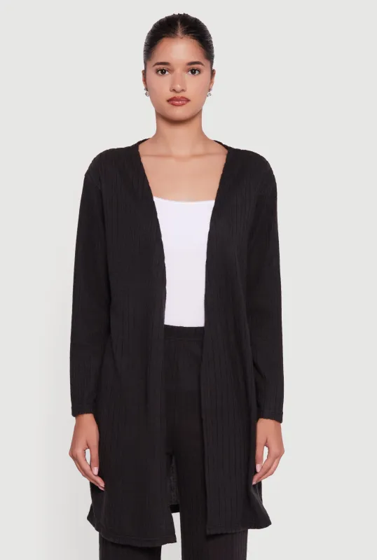 Brushed Ribbed Knit Long Sleeve Duster sold by Rainbow