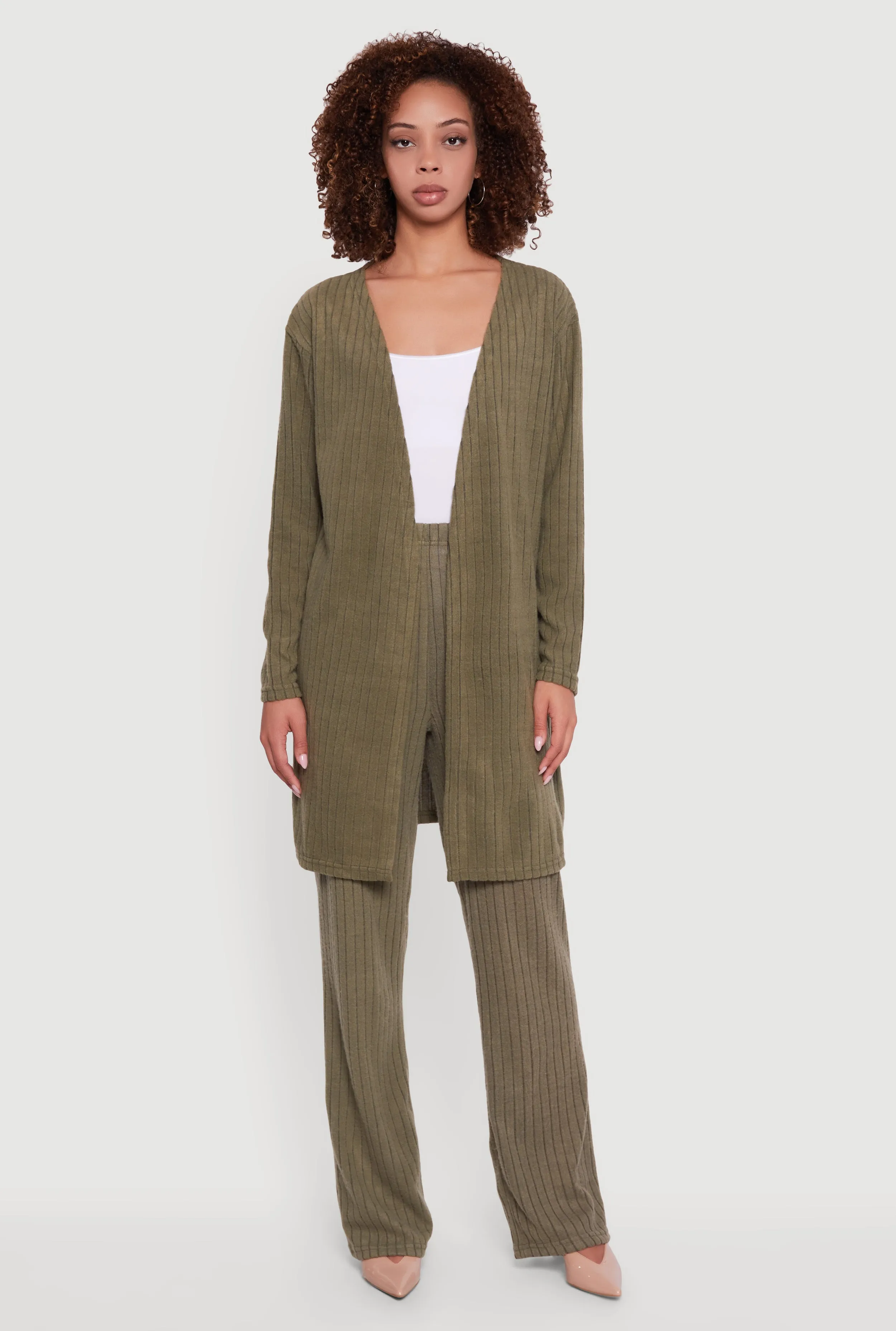 Brushed Ribbed Knit Long Sleeve Duster sold by Rainbow product image thumbnail 3