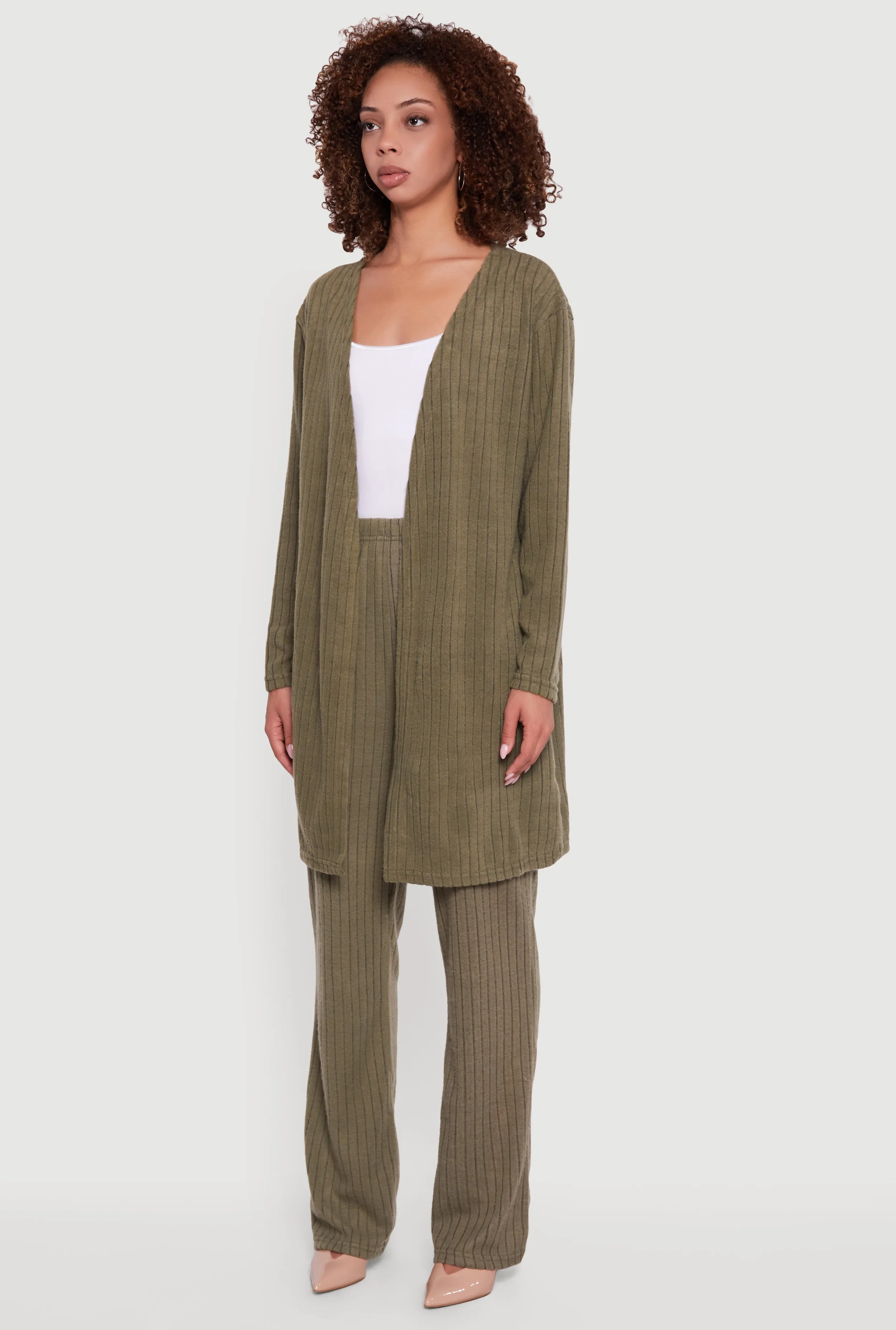 Brushed Ribbed Knit Long Sleeve Duster sold by Rainbow product image thumbnail 5