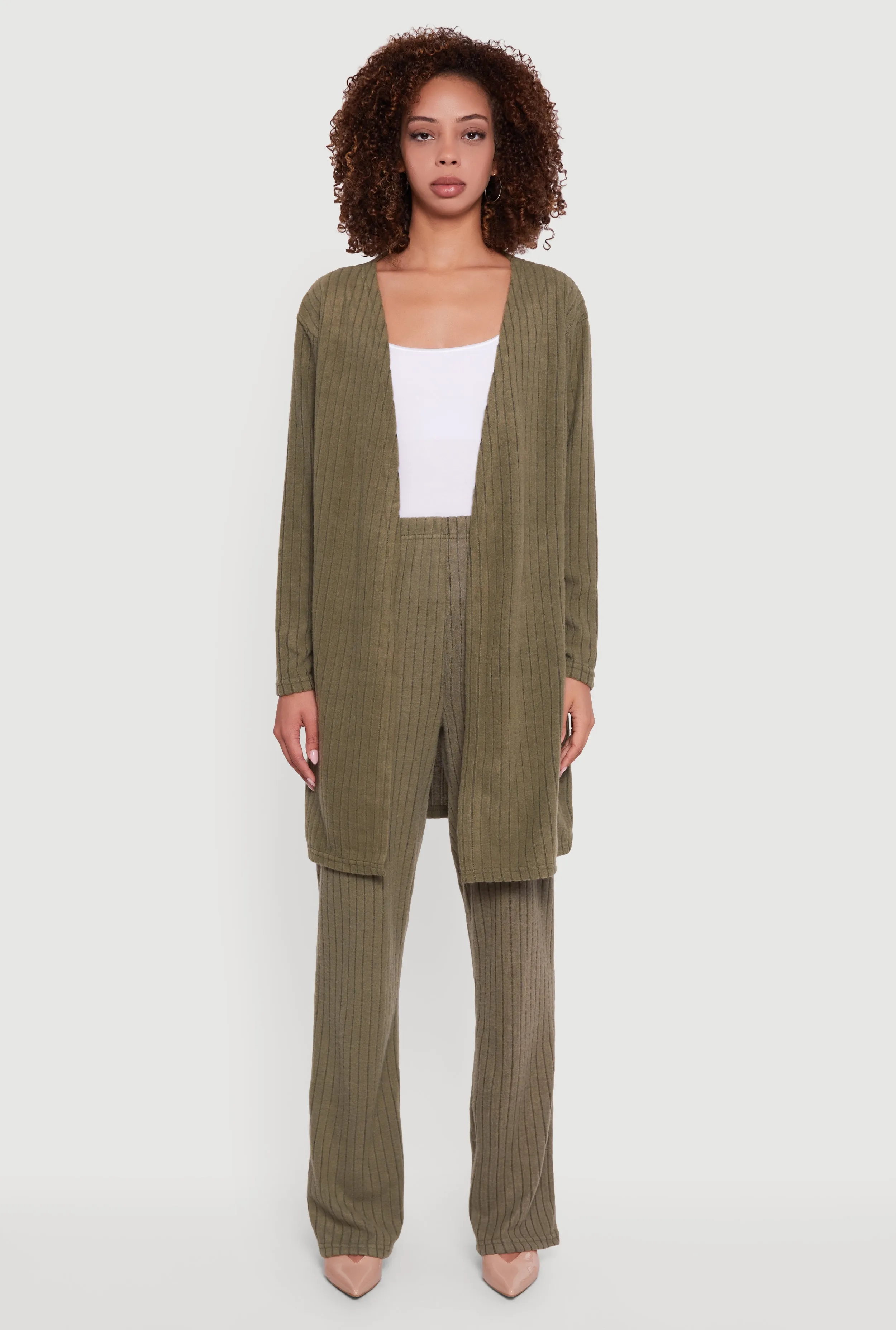 Brushed Ribbed Knit Long Sleeve Duster sold by Rainbow product image thumbnail 2