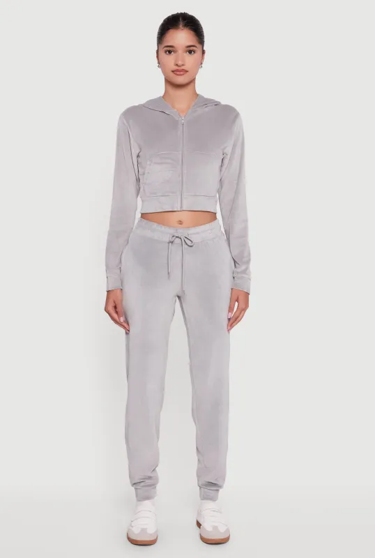 Drawstring Waist Velour Joggers sold by Rainbow