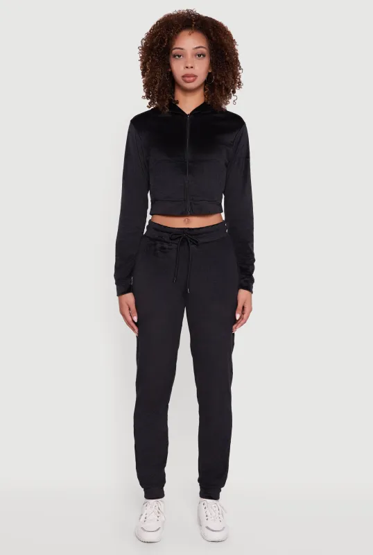 Drawstring Waist Velour Joggers made by Rainbow