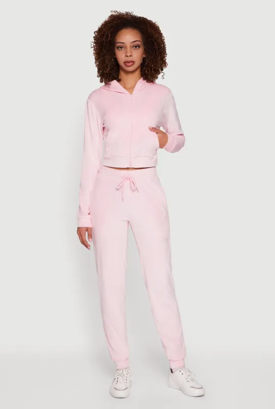 Drawstring Waist Velour Joggers made by Rainbow