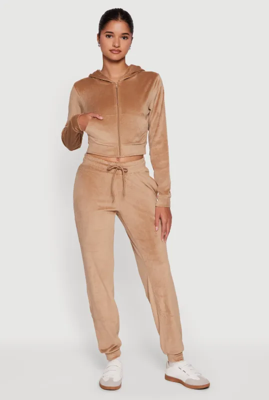Drawstring Waist Velour Joggers sold by Rainbow