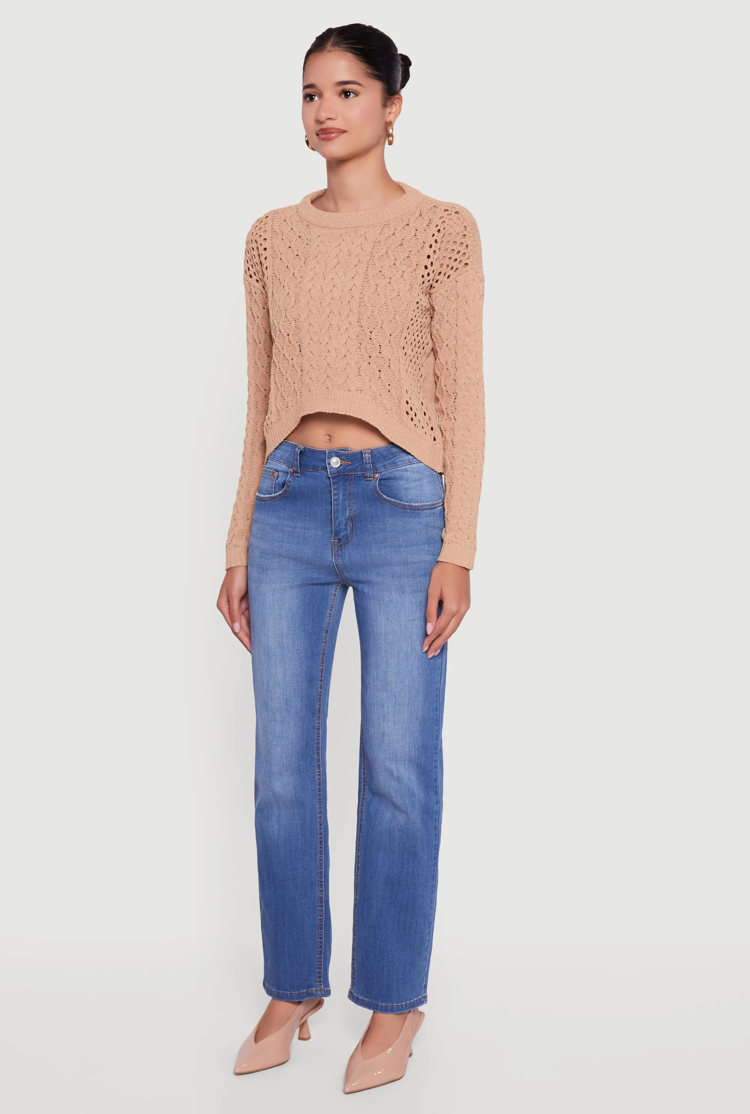 Open Stitch Cropped Pullover Sweater sold by Rainbow product image thumbnail 5