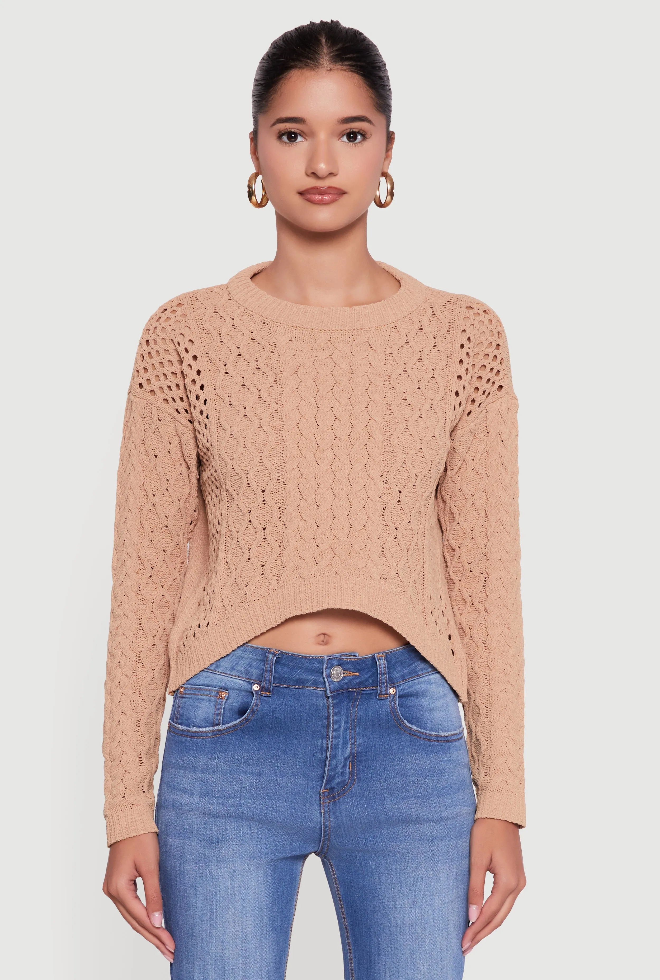 Open Stitch Cropped Pullover Sweater sold by Rainbow product image thumbnail 2