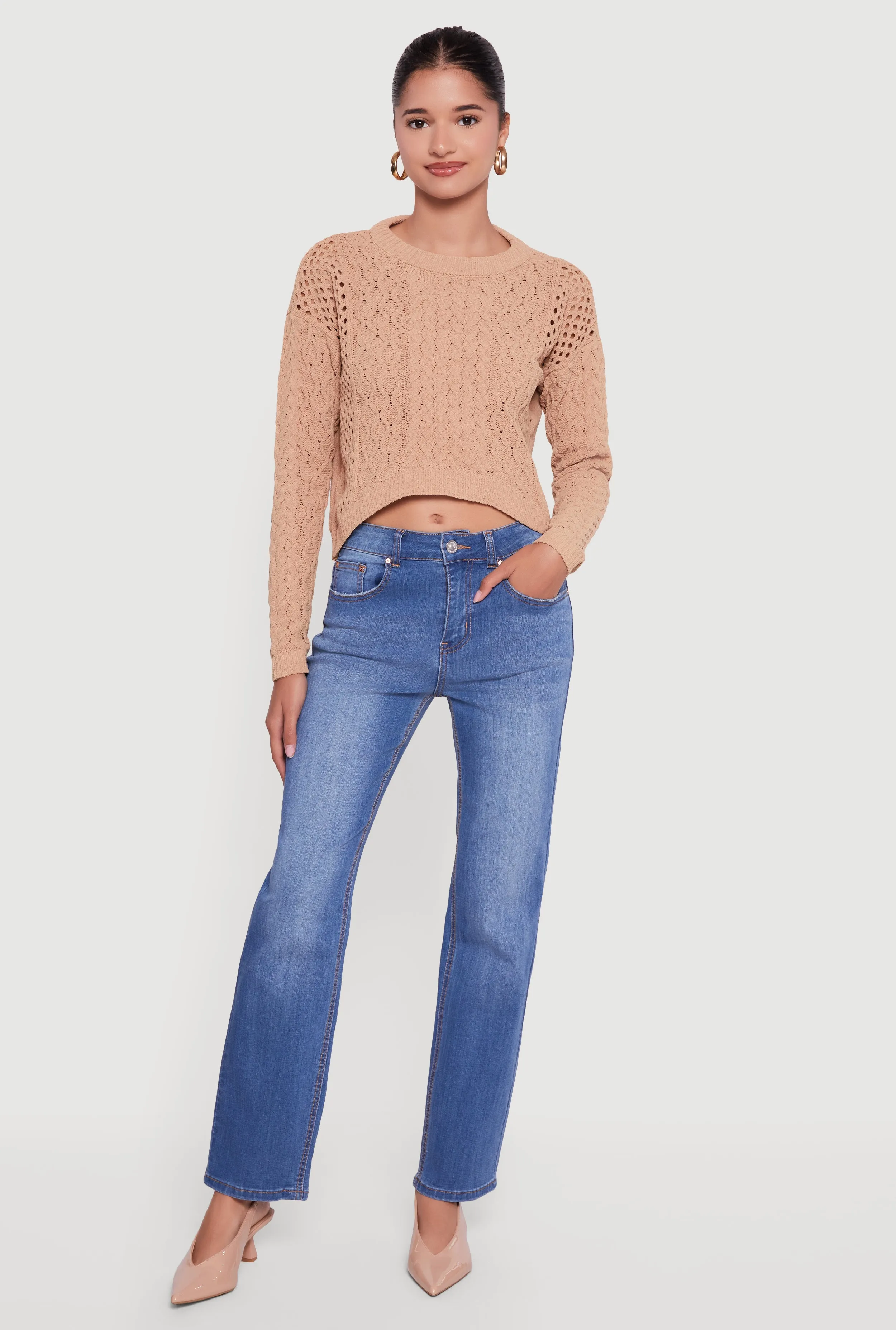 Open Stitch Cropped Pullover Sweater sold by Rainbow product image thumbnail 3