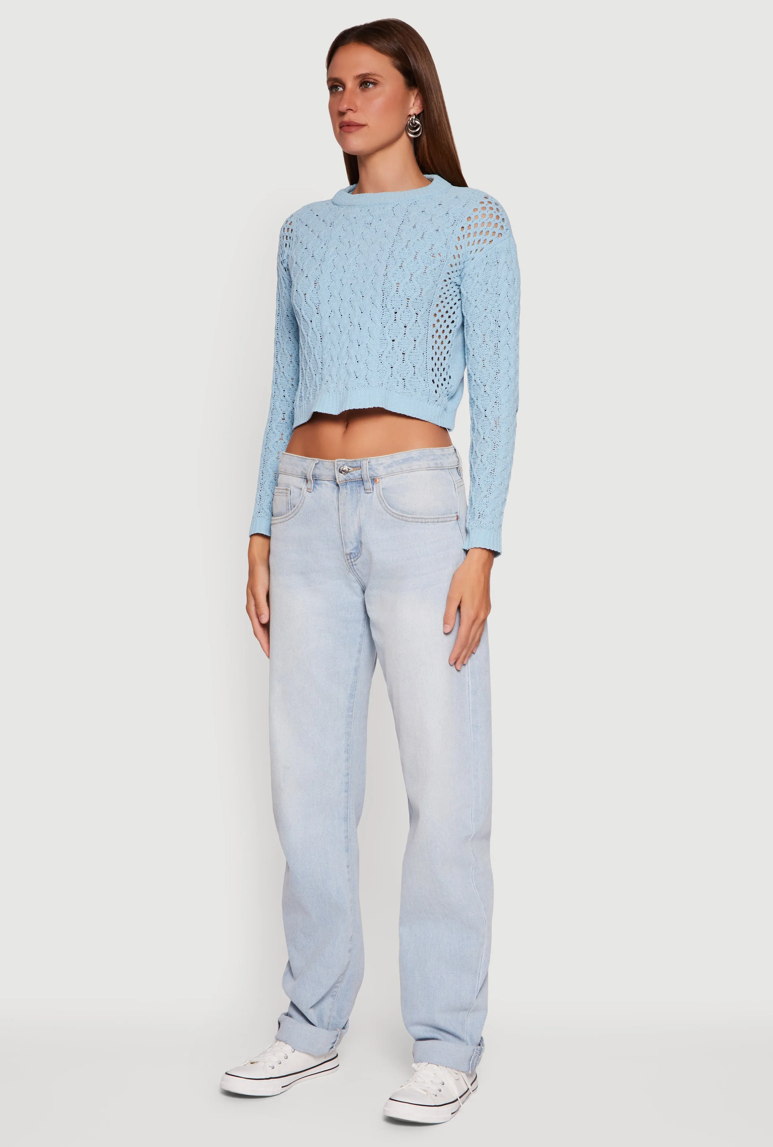 Open Stitch Cropped Pullover Sweater sold by Rainbow product image thumbnail 5