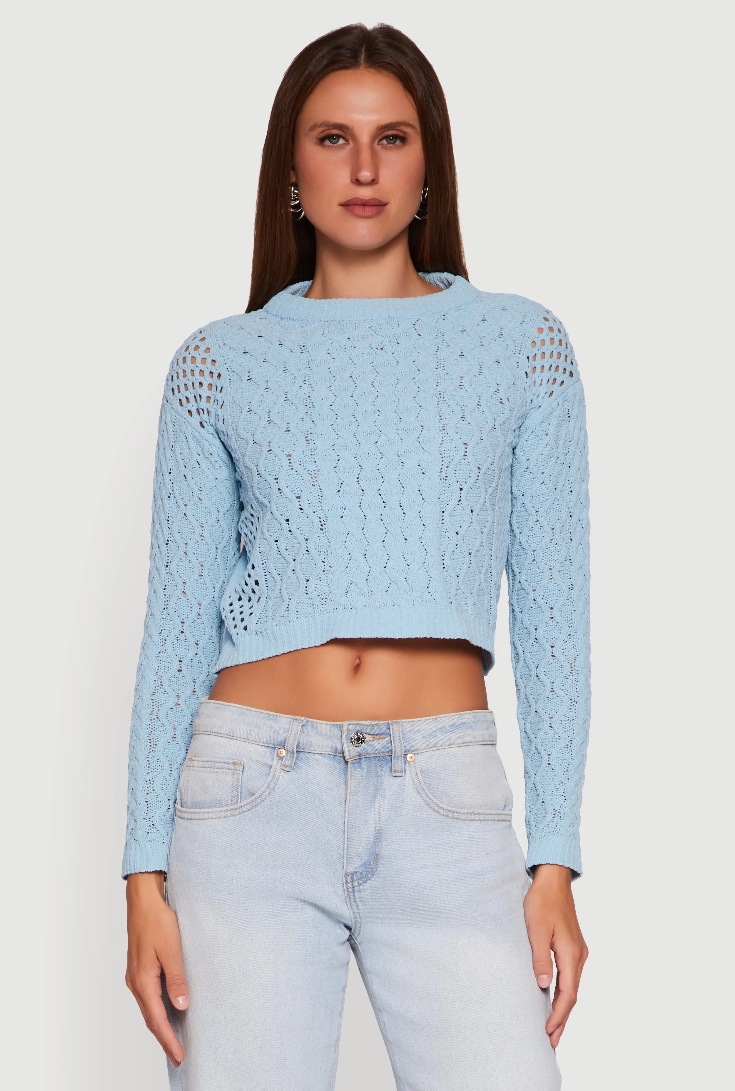 Open Stitch Cropped Pullover Sweater sold by Rainbow product image thumbnail 2