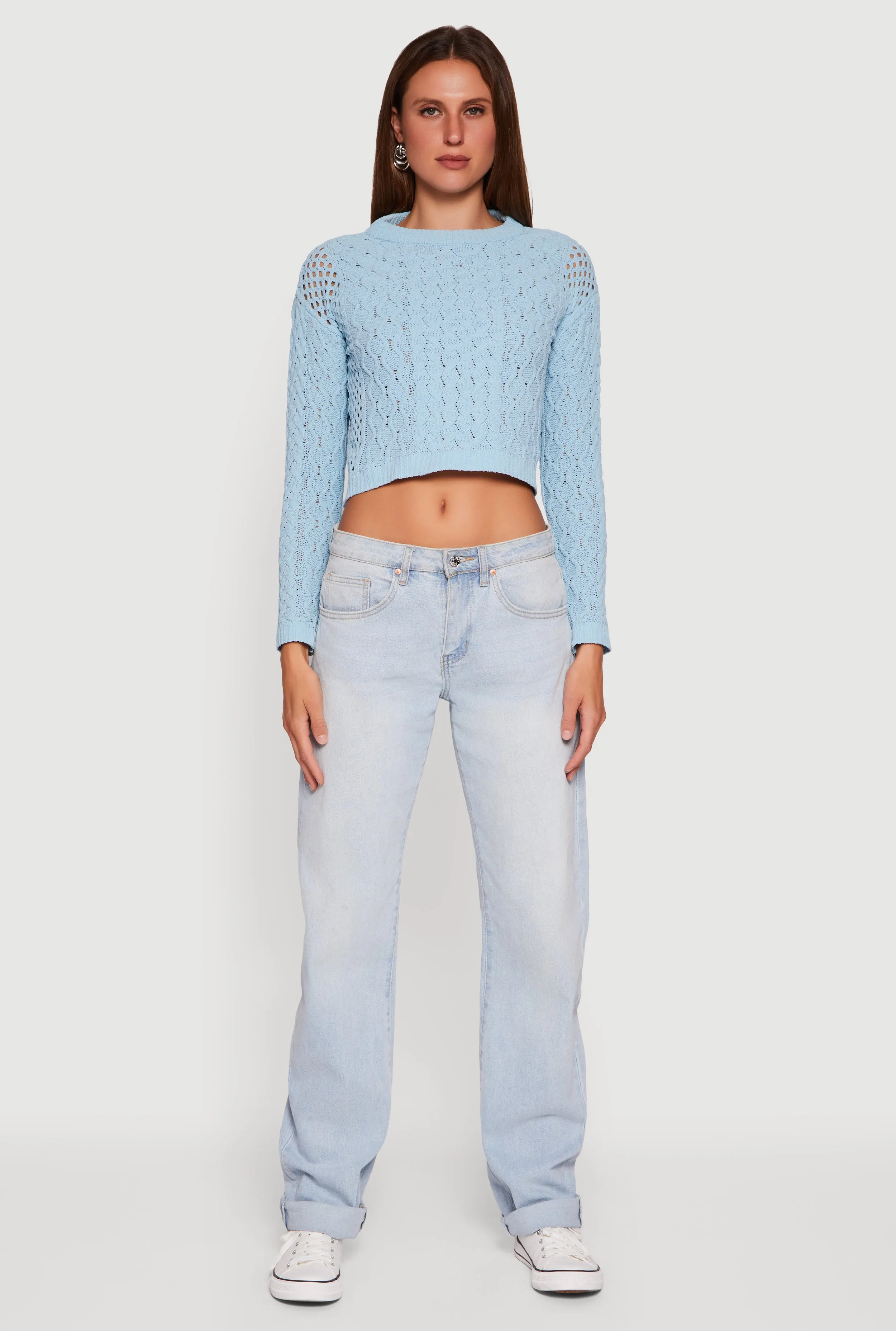 Open Stitch Cropped Pullover Sweater sold by Rainbow product image thumbnail 3