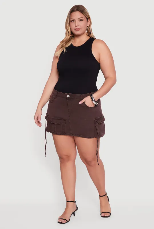 Plus Size VIP Mineral Wash Utility Mini Skirt sold by Rainbow