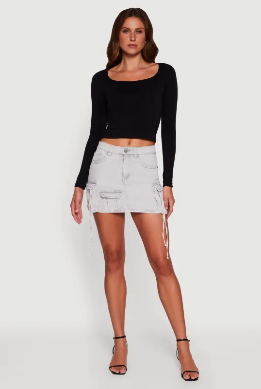 VIP Denim Mini Skirt with Cargo Pockets sold by Rainbow
