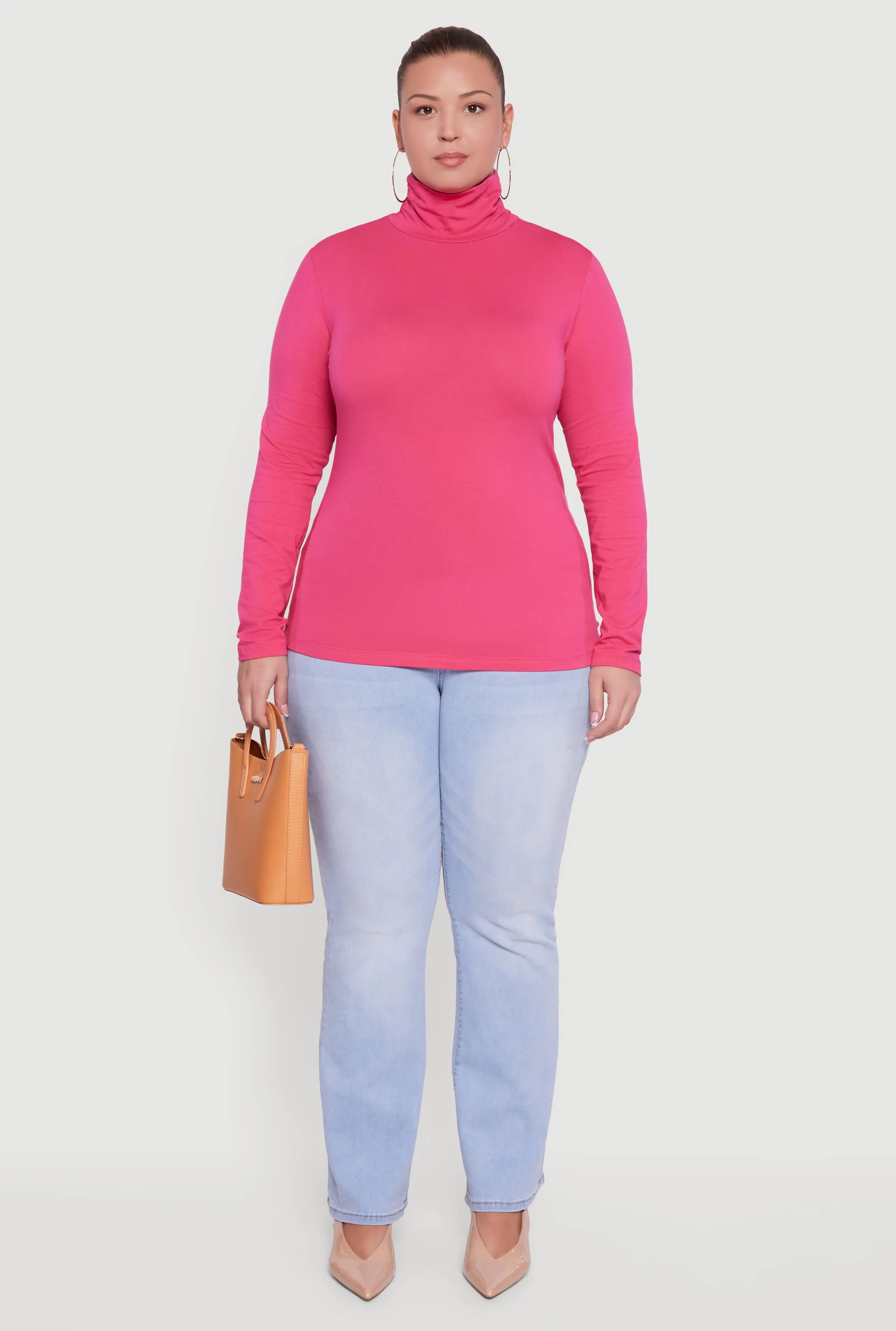 Plus Size Ruched Funnel Neck Long Sleeve Top sold by Rainbow product image thumbnail 3