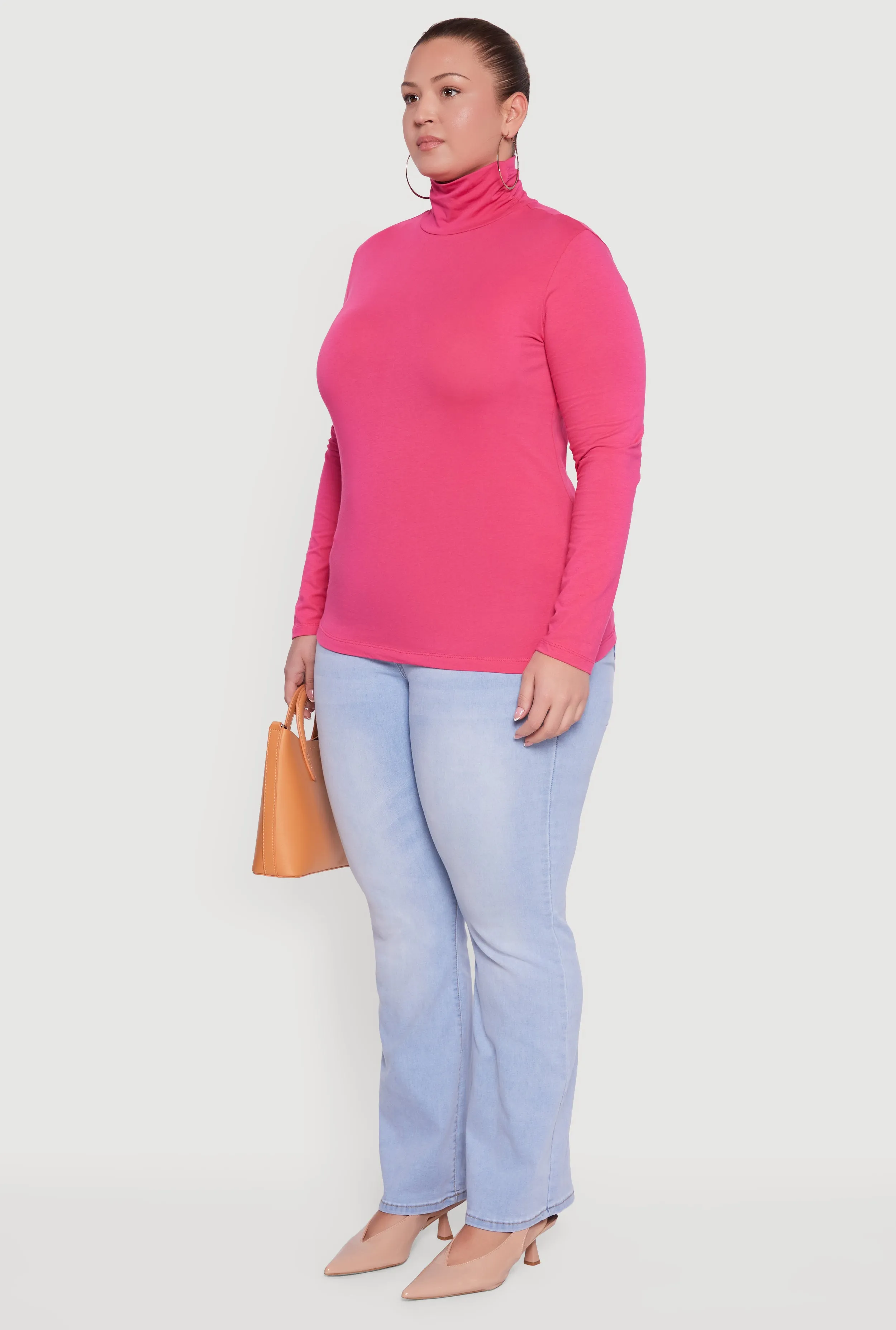 Plus Size Ruched Funnel Neck Long Sleeve Top sold by Rainbow product image thumbnail 5