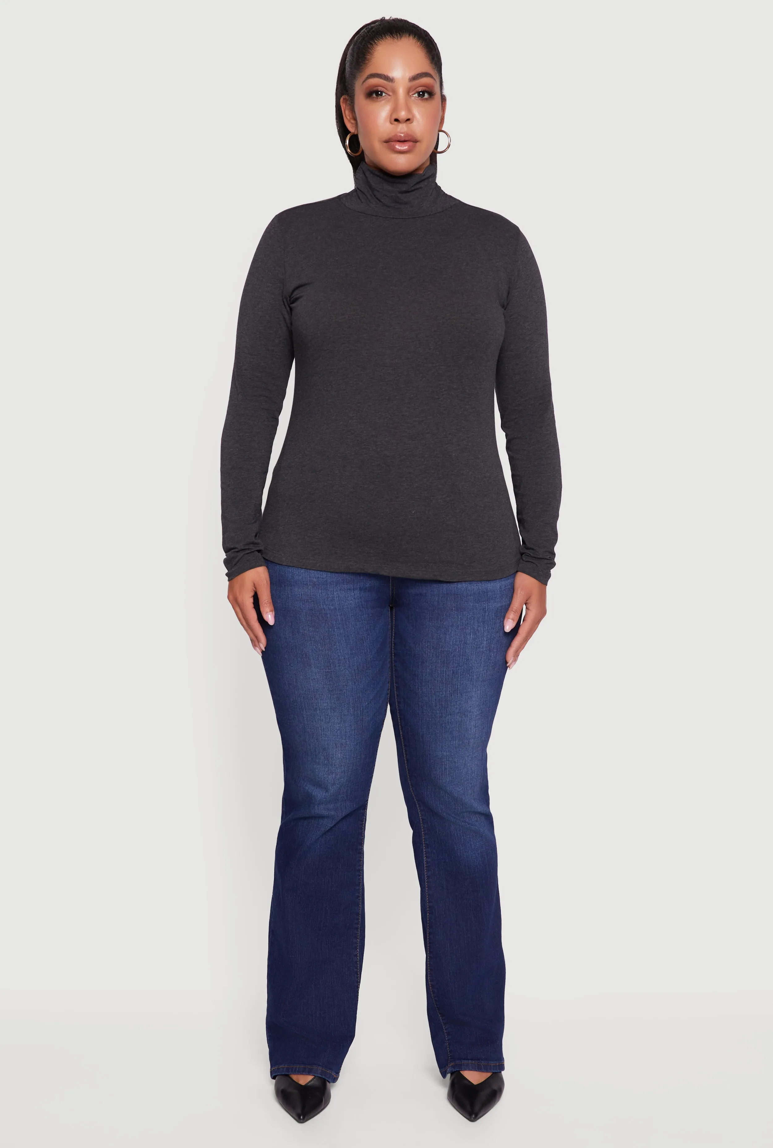 Plus Size Ruched Funnel Neck Long Sleeve Top sold by Rainbow product image thumbnail 3