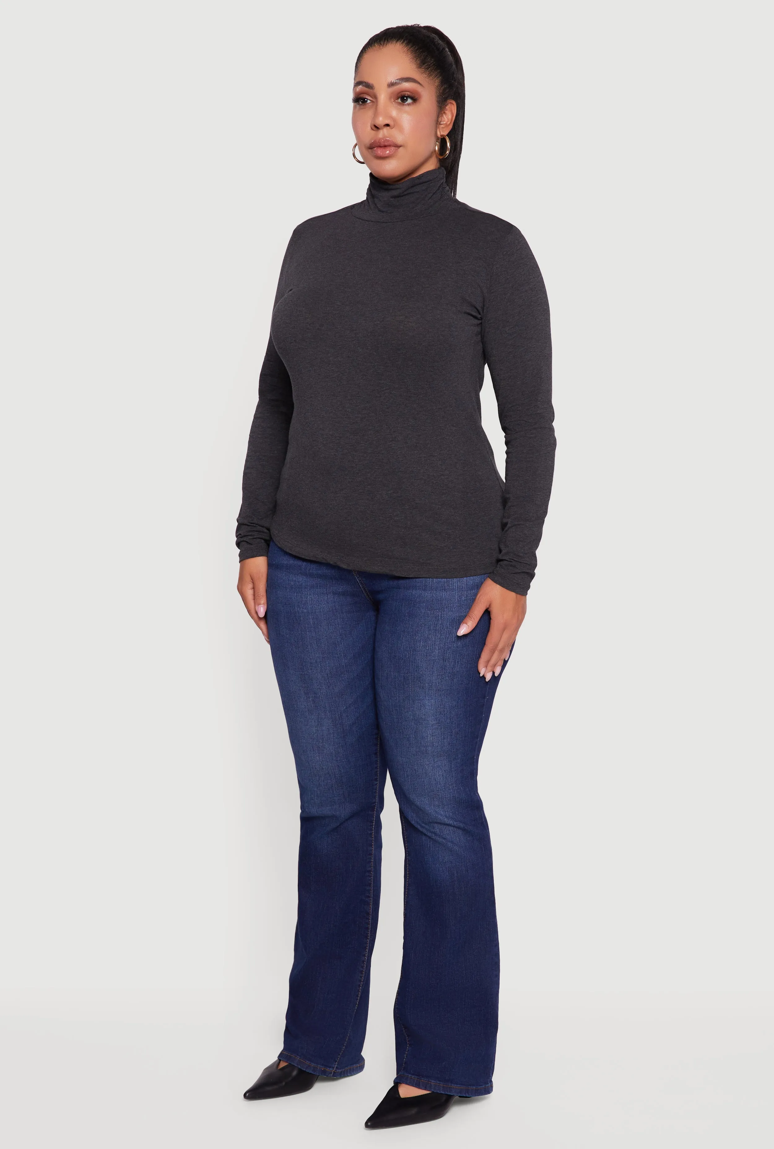 Plus Size Ruched Funnel Neck Long Sleeve Top sold by Rainbow product image thumbnail 5