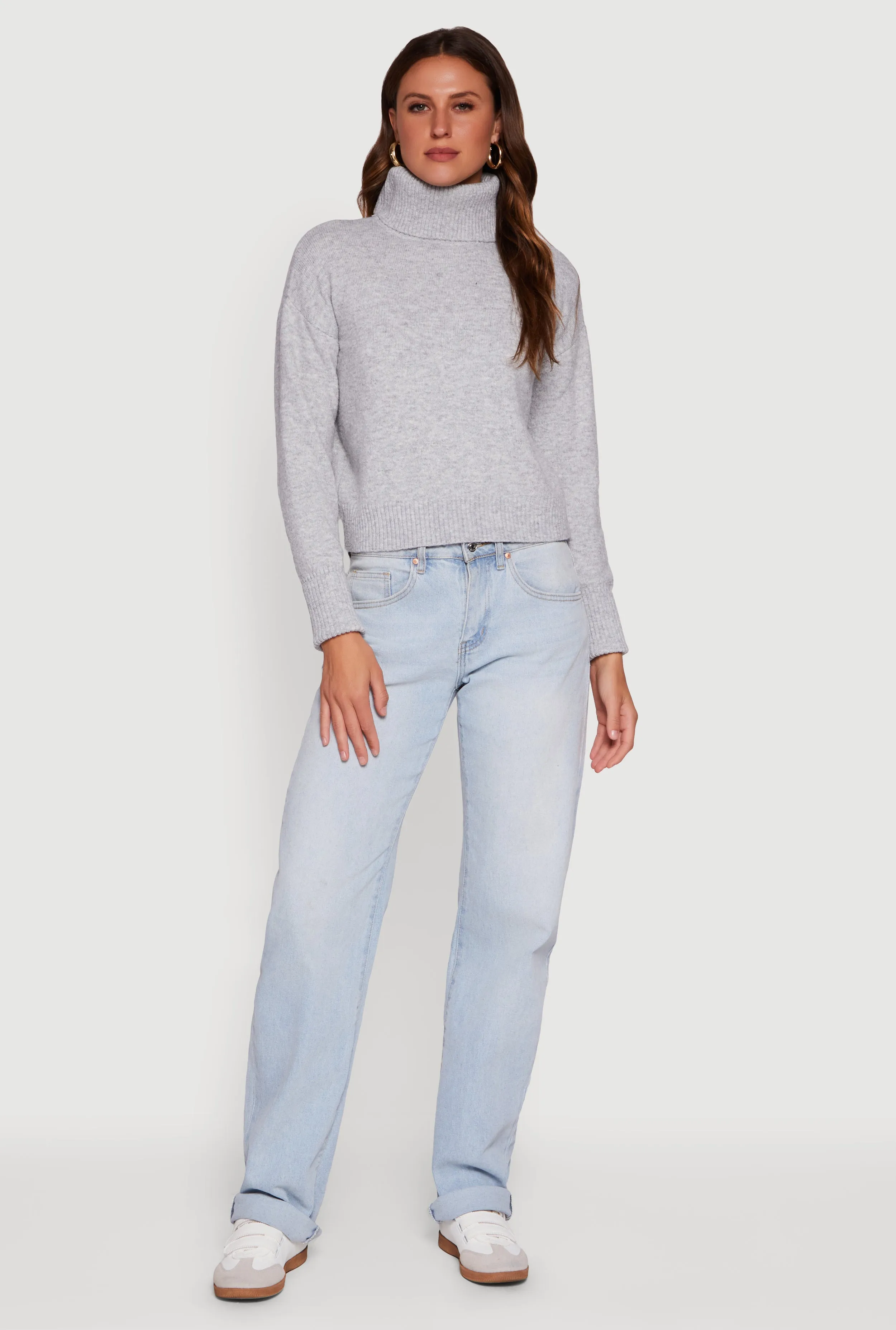 Almost Famous Brushed Knit Cropped Turtleneck Sweater sold by Rainbow