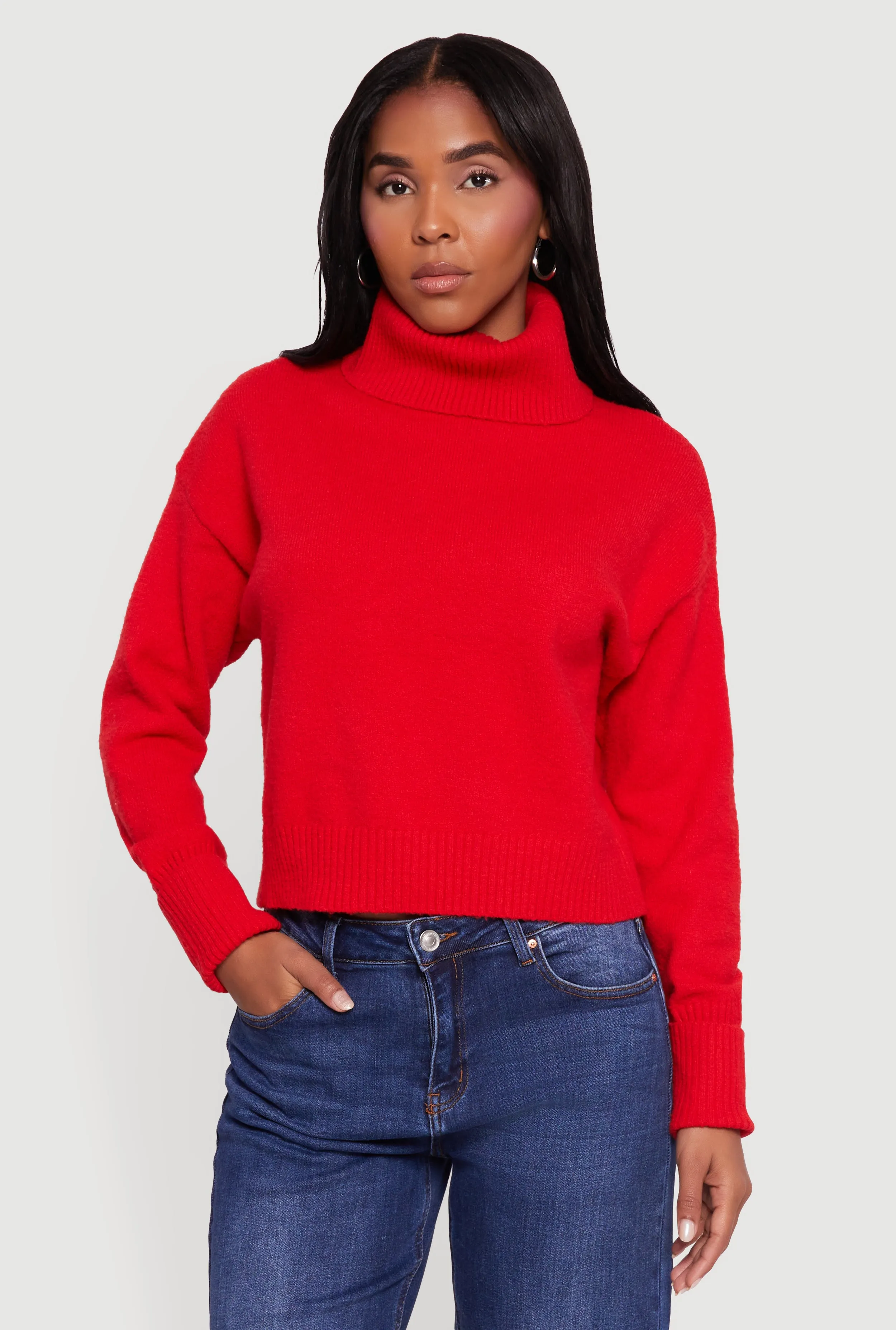 Almost Famous Brushed Knit Cropped Turtleneck Sweater sold by Rainbow product image thumbnail 2