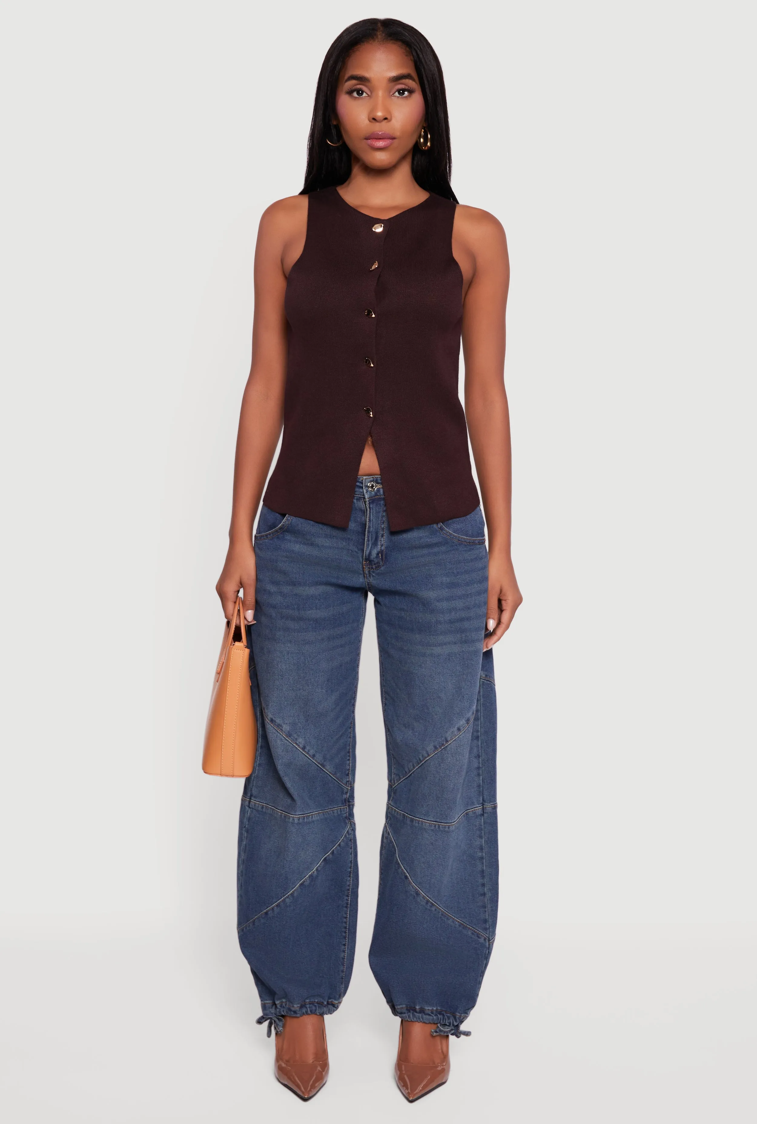 Metallic Button Front Sleeveless Sweater sold by Rainbow product image thumbnail 3