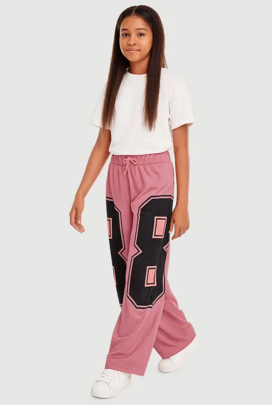Girls Drawstring Waist Graphic Print Track Pants sold by Rainbow