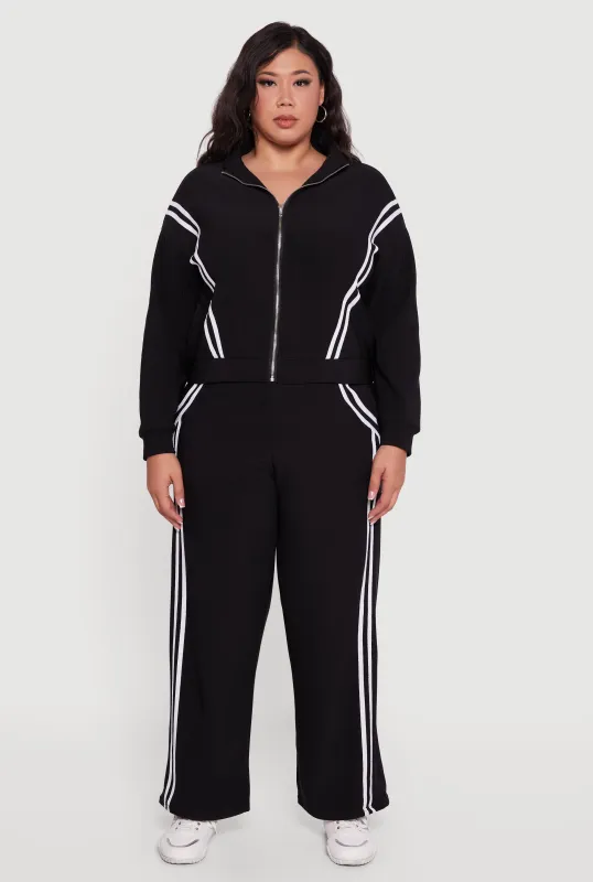 Plus Size Varsity Stripe Pull On Track Pants sold by Rainbow