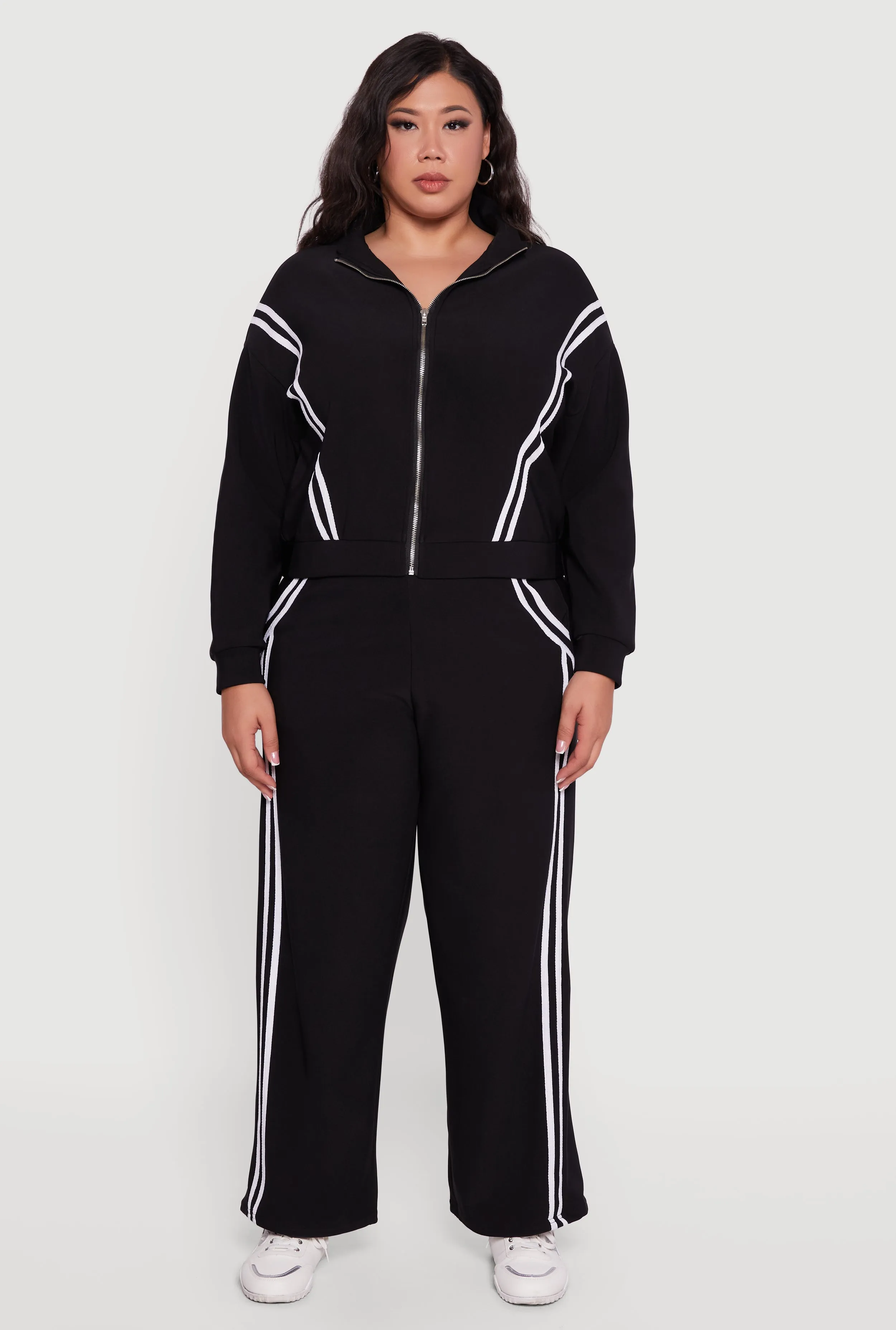 Plus Size Varsity Stripe Pull On Track Pants sold by Rainbow