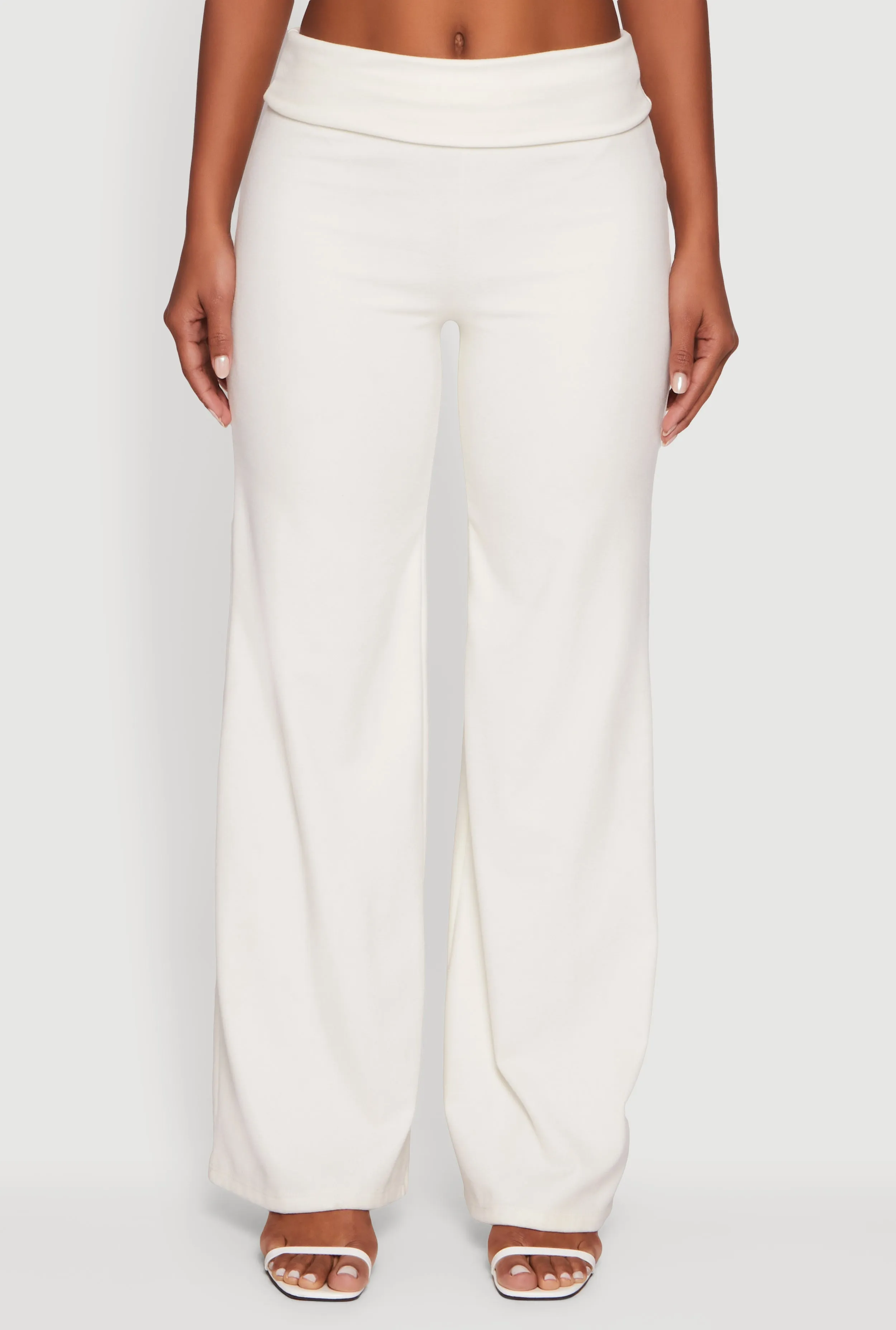 Brushed Ribbed Knit Fold Over Flare Pants sold by Rainbow product image thumbnail 3